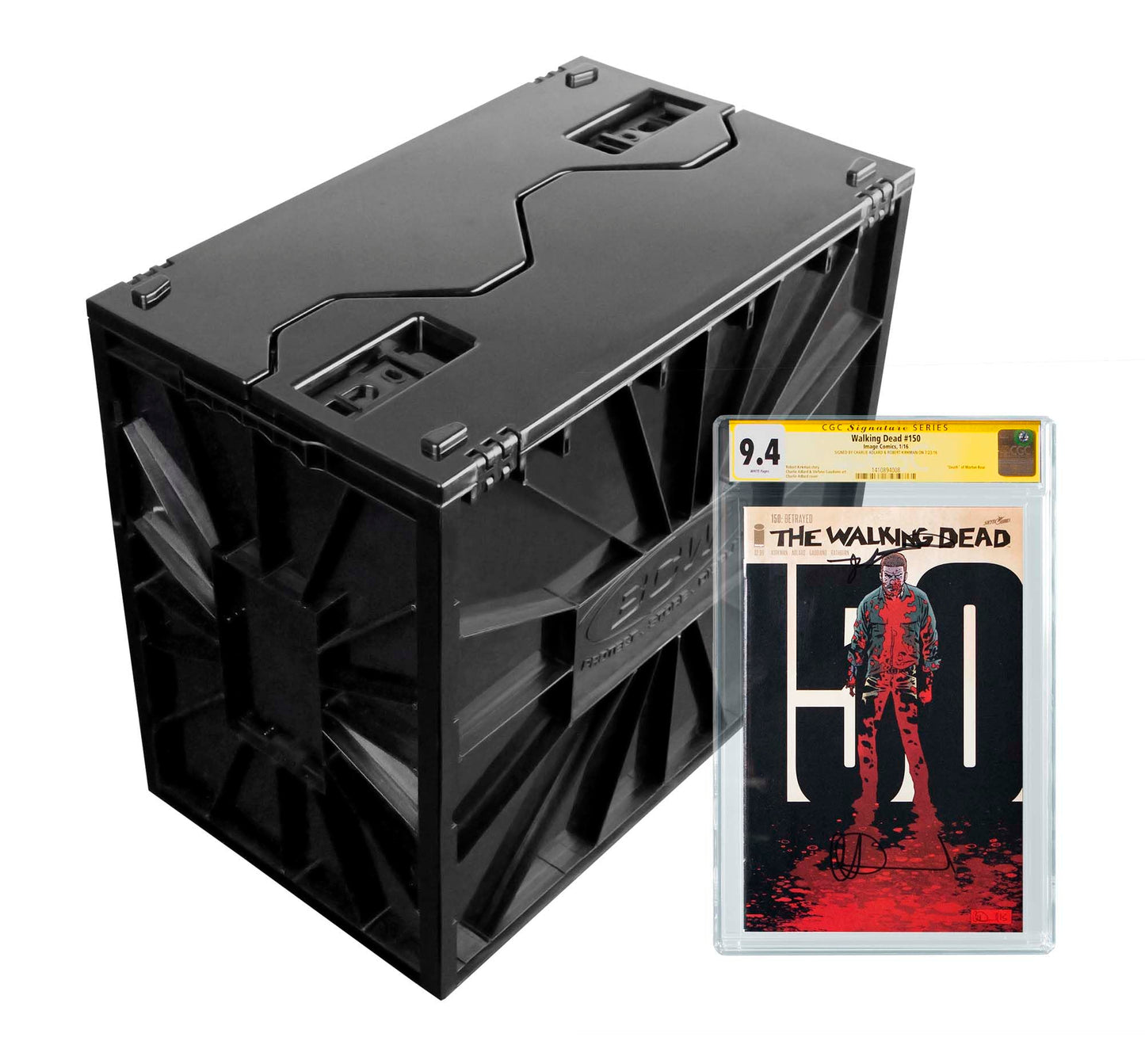 BCW Graded Comic Book Bin with Partition – Black (2 Pack) | Holds 30 Graded Comics | Stackable Comic Book Box Storage for CGC, CBCS & Slabs