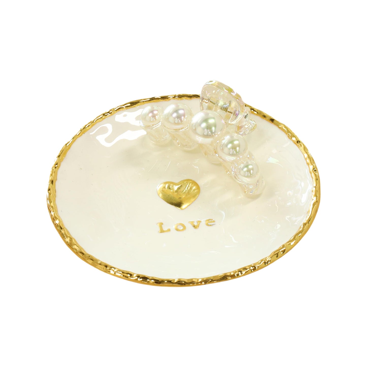 COLLECTIVE HOME - Zinc Alloy Jewelry Tray, Heavy and Durable Design, Ideal for Rings, Necklaces, and Accessories, Elegant and Functional Organizer for Home Décor (love)