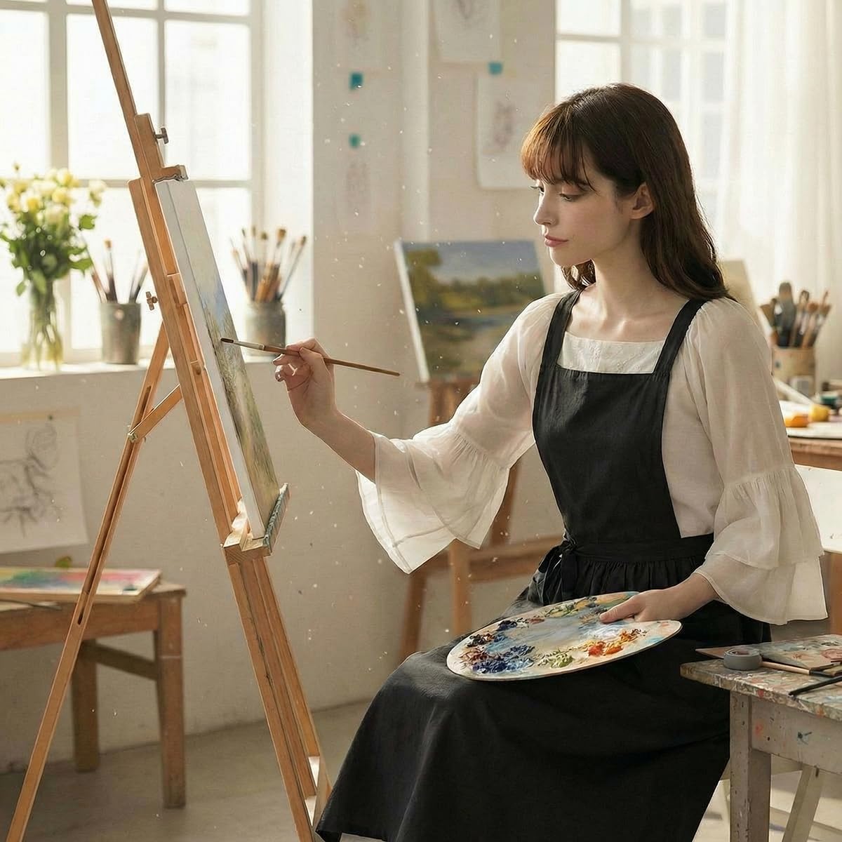 Yipruodhjkw Aprons For Women With Pockets, Suitable For Gardening Work, Kitchen Chef Apron Cooking