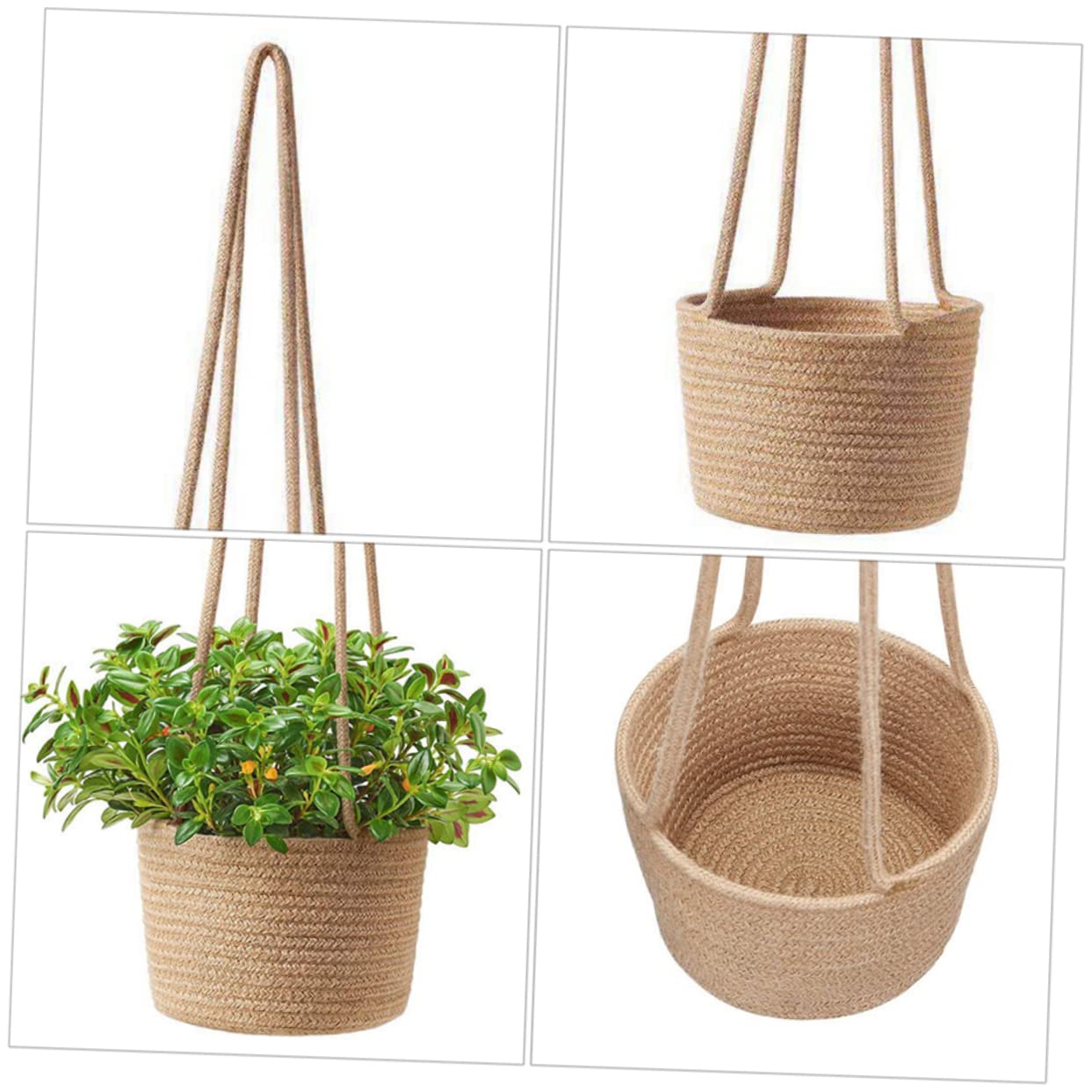 Cabilock 1pc Woven Hanging Basket Pot Macrame Decor Hanging Baskets for Plants Hand Decor Hanging Wall Planter Macrame Hanging Planter Basket Tabletop Planter Woven Basket