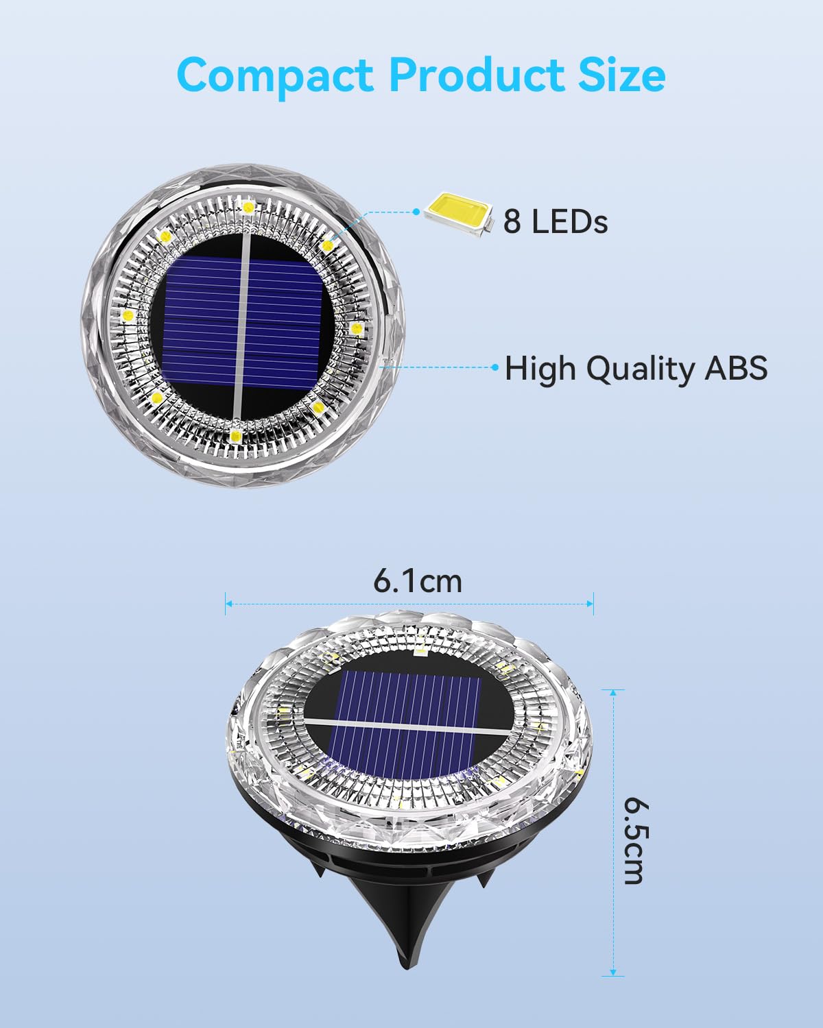 Krinzitt 12 Pack Mini Solar Powered Ground Lights, Bright LED Solar Lights Outdoor Waterproof for Landscape Decoration, Pathway Lighting for Garden Walkway Driveway（Cool White）