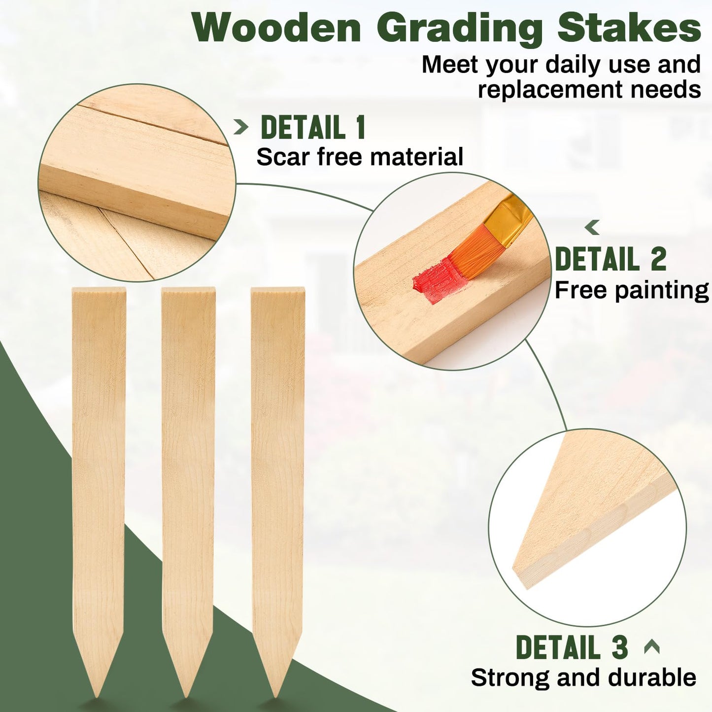 Colingmill 48 Pieces Wooden Garden Stakes 12 Inch Grade and Survey Stakes Wooden Garden and Sign Posts for Plant Support Silt Fence Yard Farm Survey Boundaries Baselines