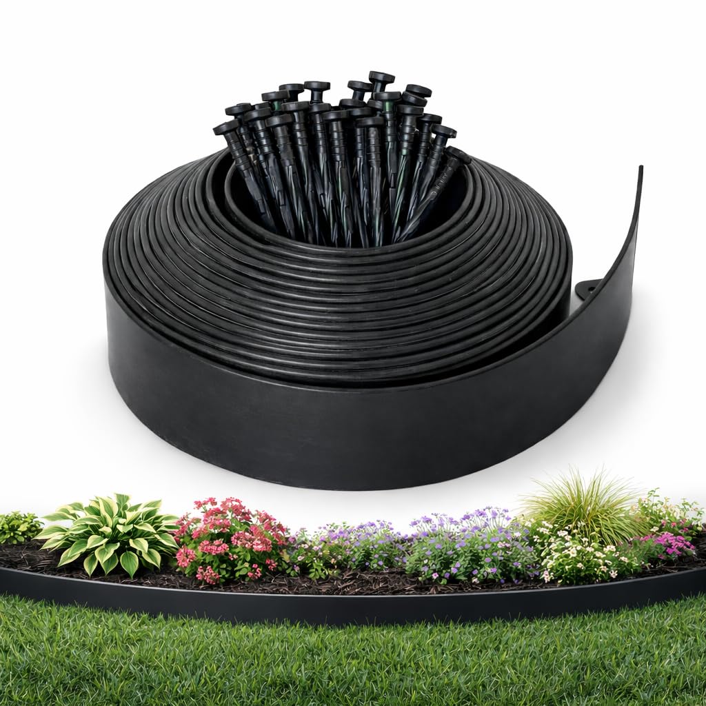 Gardzen Landscape Edging Kit, 40-Foot Long, 3-Inch Tall, No Dig Garden Edging Border for Flower Beds, Tree Rings, Pathways, Includes 40 Spikes