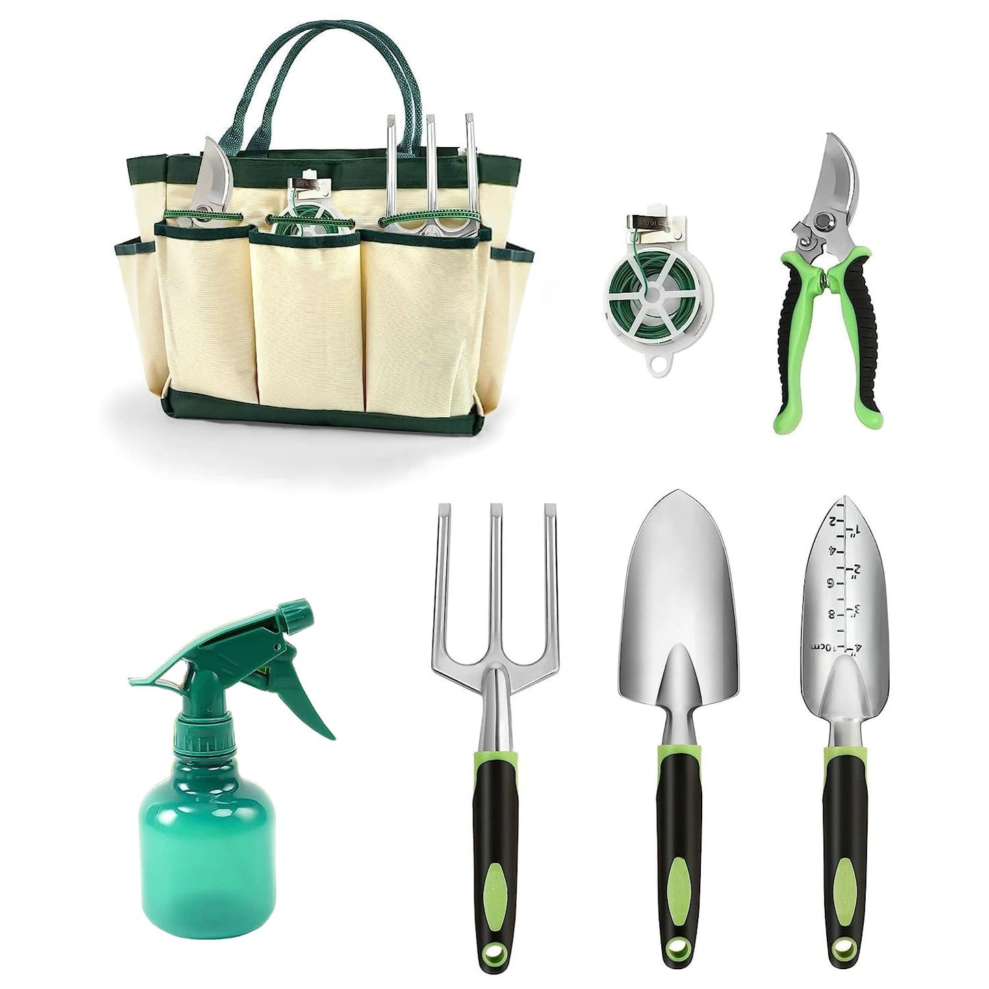 Gardening Tools Set, Gardening Tools, 7 Piece Set Heavy Duty Gardening Hand Tools, Outdoor Garden Hand Tools with Non Slip Rubber Grips. with Handbag.
