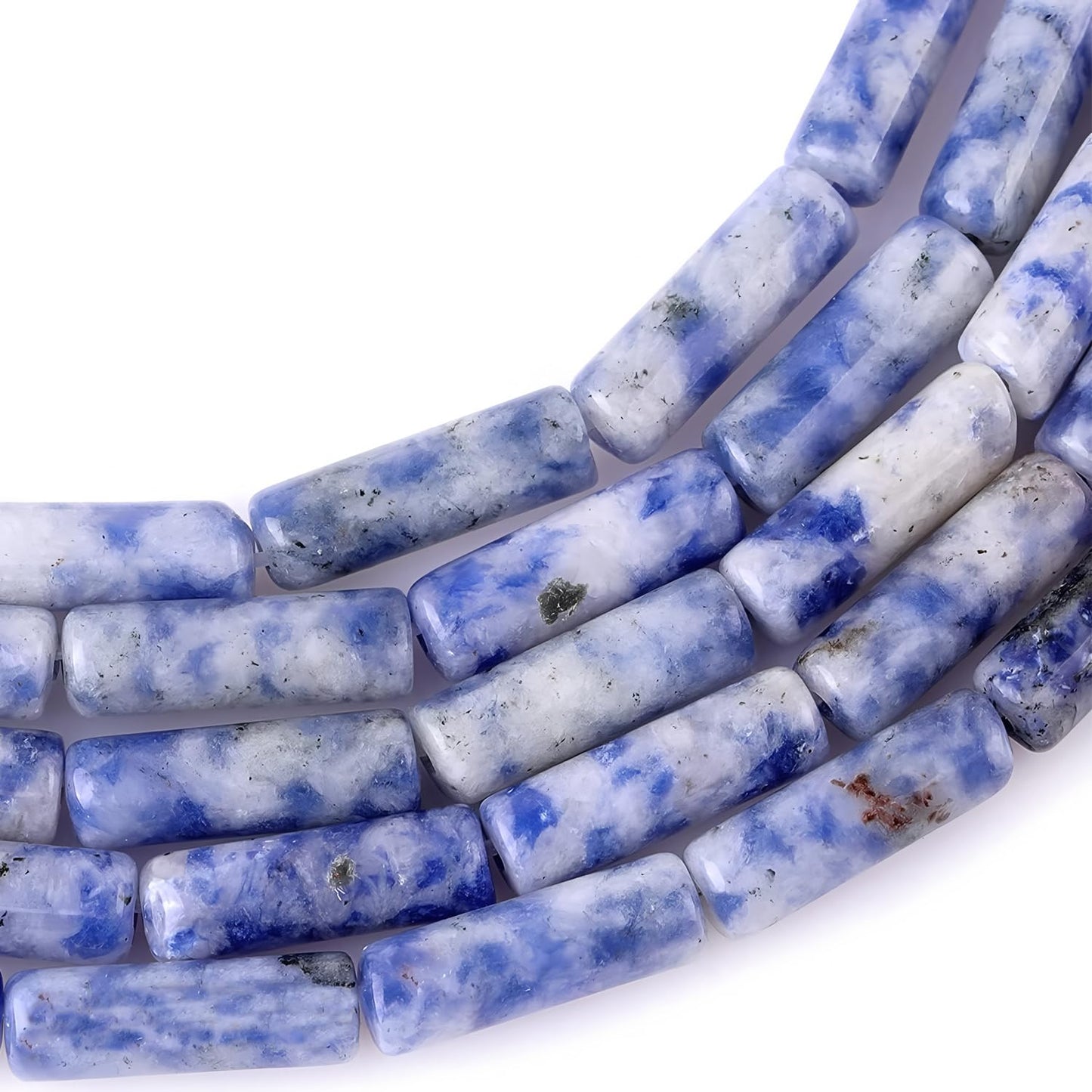 HAAMIIQII Natural Blue Sodalite Tube Beads 13x4mm Column Stone Cylinder Gemstone Loose Beads for Jewelry Making Strand 15 Inch (28-29pcs)