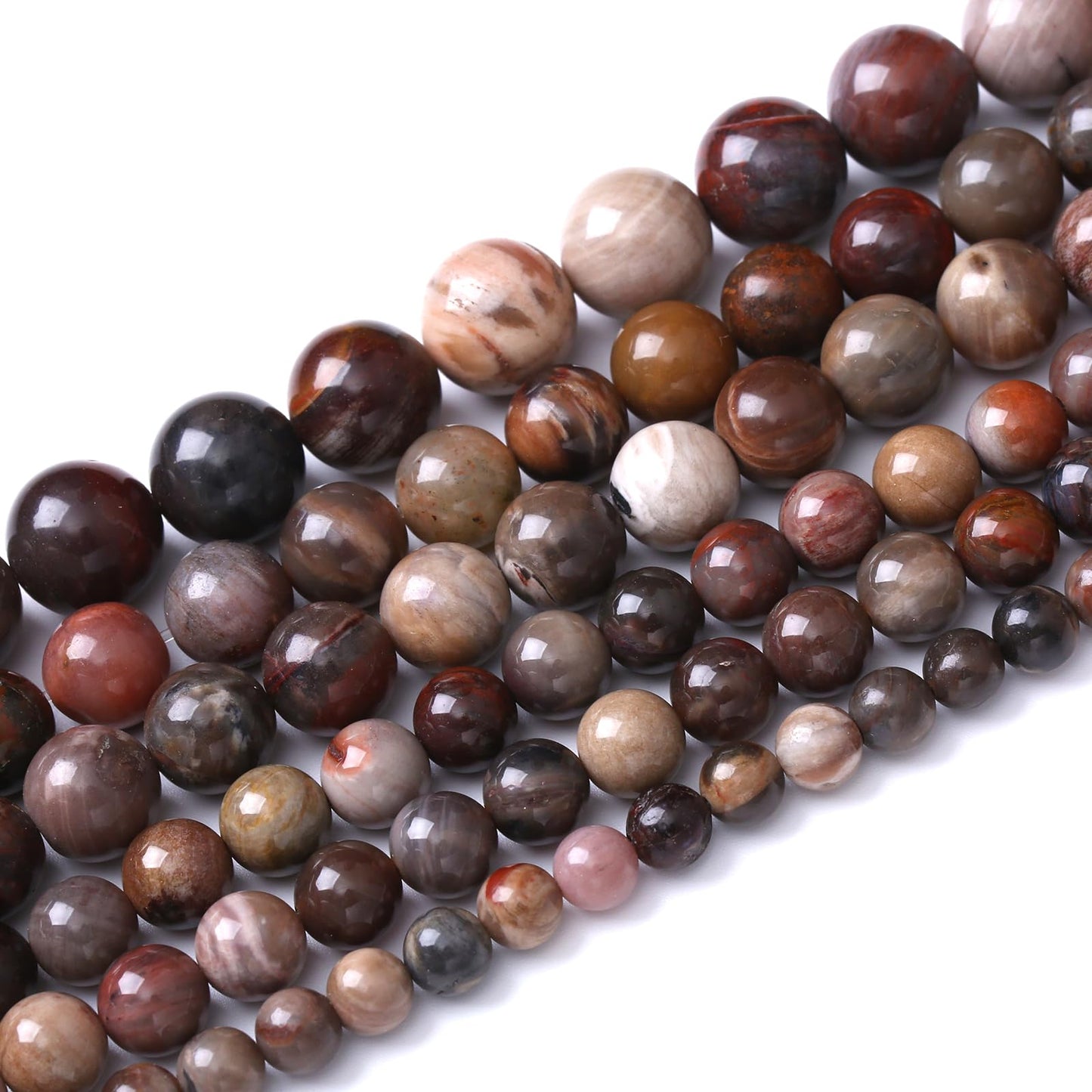 36pcs 10mm Natural Wooden Petrified Jade Agate Gemstone Beads Round Loose Spacer Beads for Jewelry Making DIY Bracelet Necklace 1 Strand 15inch