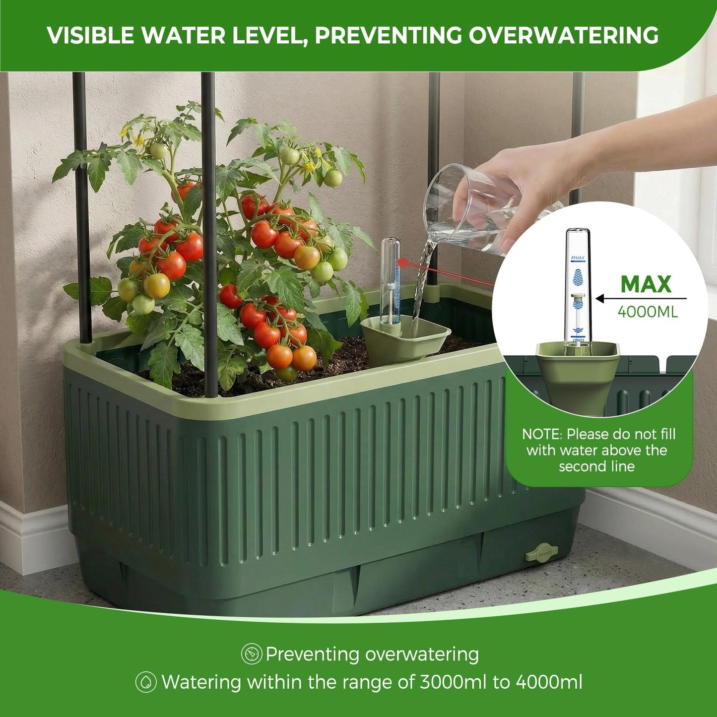 Raised Garden Bed Tomato Planter with Trellis, 52" Self Watering Tomato Planter with Water Level Indicator, Larger Rectangular Tomato Cages for Indoor & Outdoor Climbing Vegetable and Plants (1)