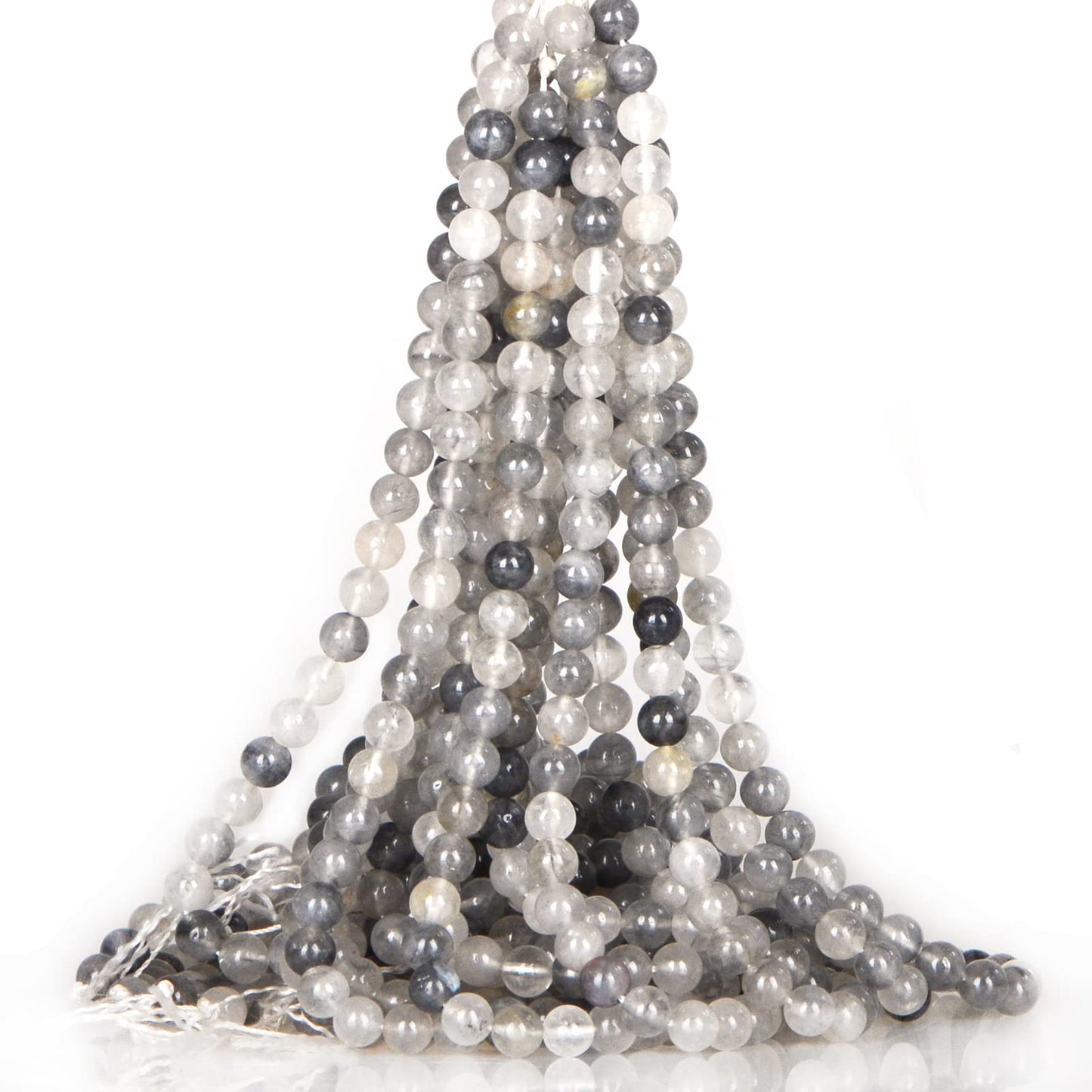 ICAI Beads（Cloudy Quartz Crystals） Natural Stone Gemstone Round Loose Beads Crystal Energy Stone Healing Power for Jewelry Making DIY,1 Strand 46-48pcs（8mm）