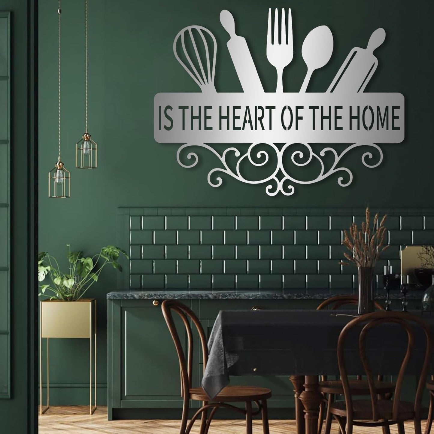 Kitchenware Metal Wall Decor, Kitchen Wall Decor, Kitchen Metal Wall Signs, Kitchenware Sign, Wall Art for Living, Dining Room (White, 19"x14"|47x35cm)