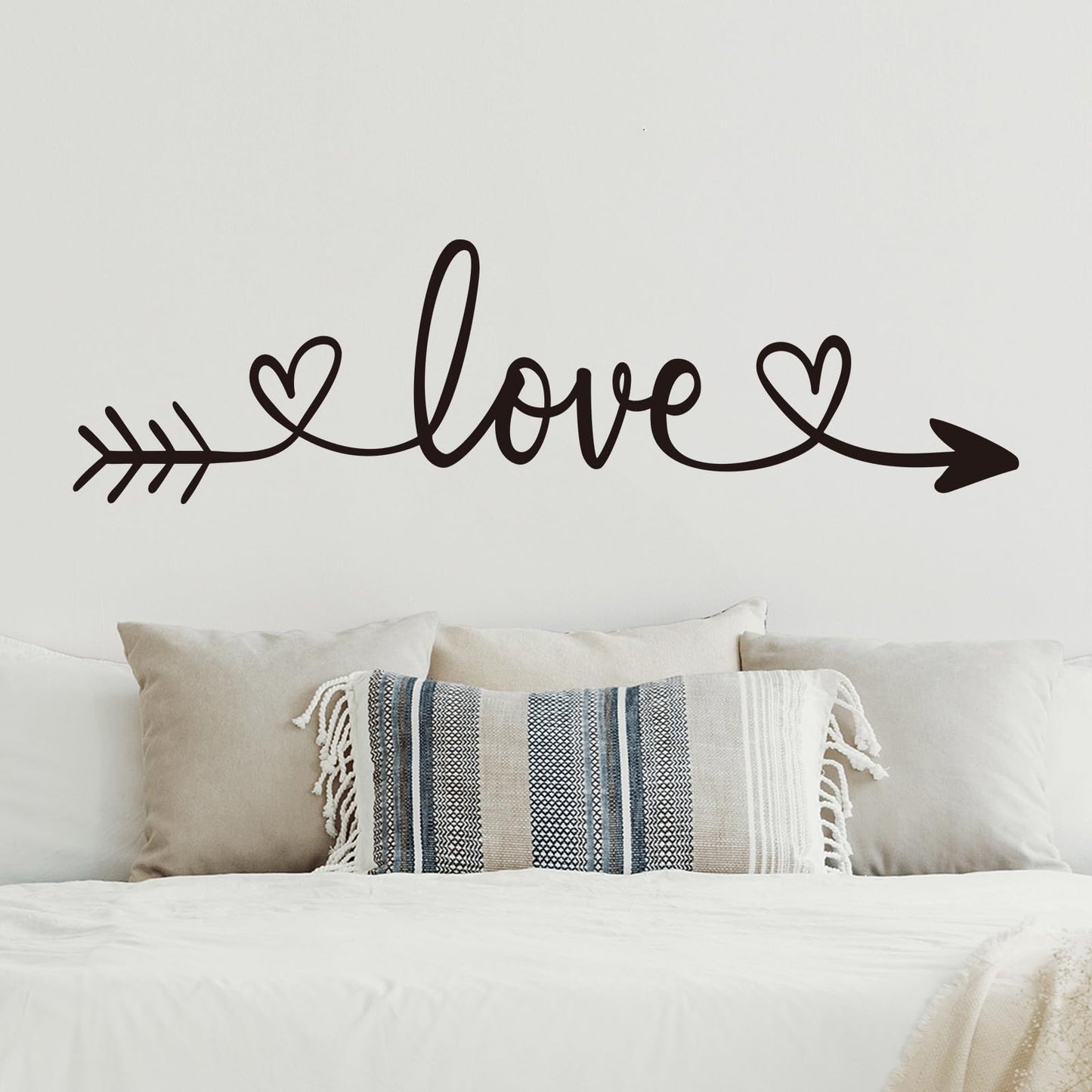 AnFigure Love Quotes Wall Stickers: Inspirational Vinyl Art Couples Wall Decals for Home Bedroom Bathroom Living Room - Love Arrow 25"X7"