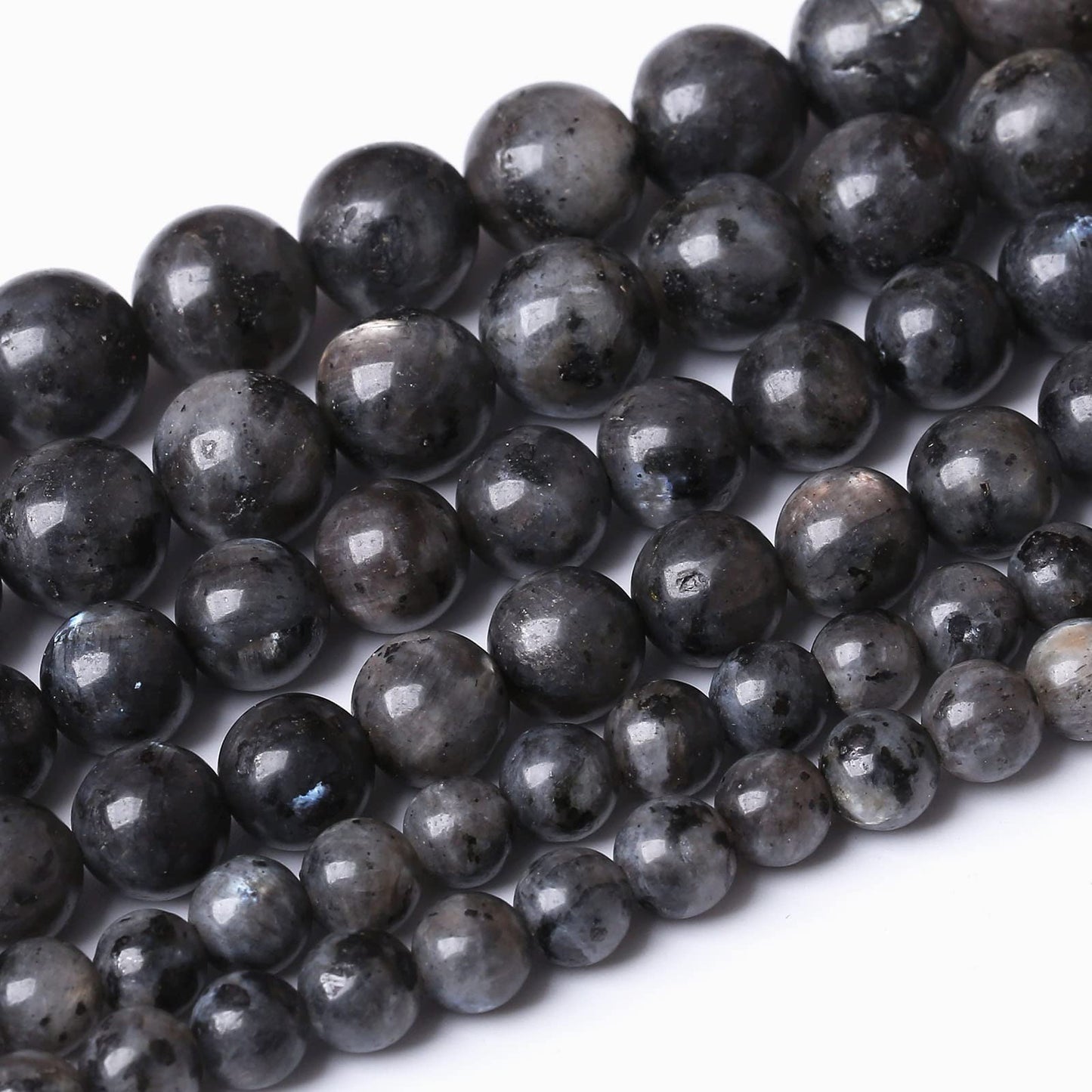 60PCS 6MM Natural Black Labradorite Beads Round Loose Stone Beads for Jewelry Making DIY Energy Stone Healing Power Bracelet 15"