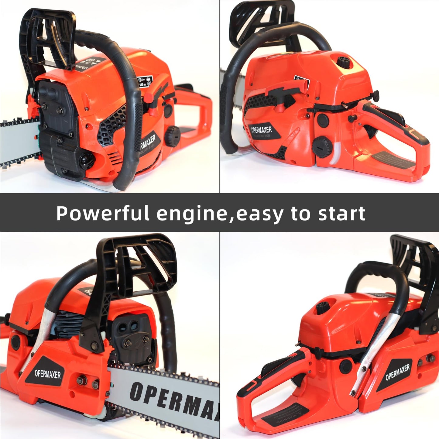 OPERMAXER 58CC 20 Inch 2-Cycle Gas Chainsaw, 12500r/min 3.8 HP Gas Power Chainsaws Handheld Cordless Petrol Chain Saw, Protective Design for Wood Cutting Garden Farm Home(Red)