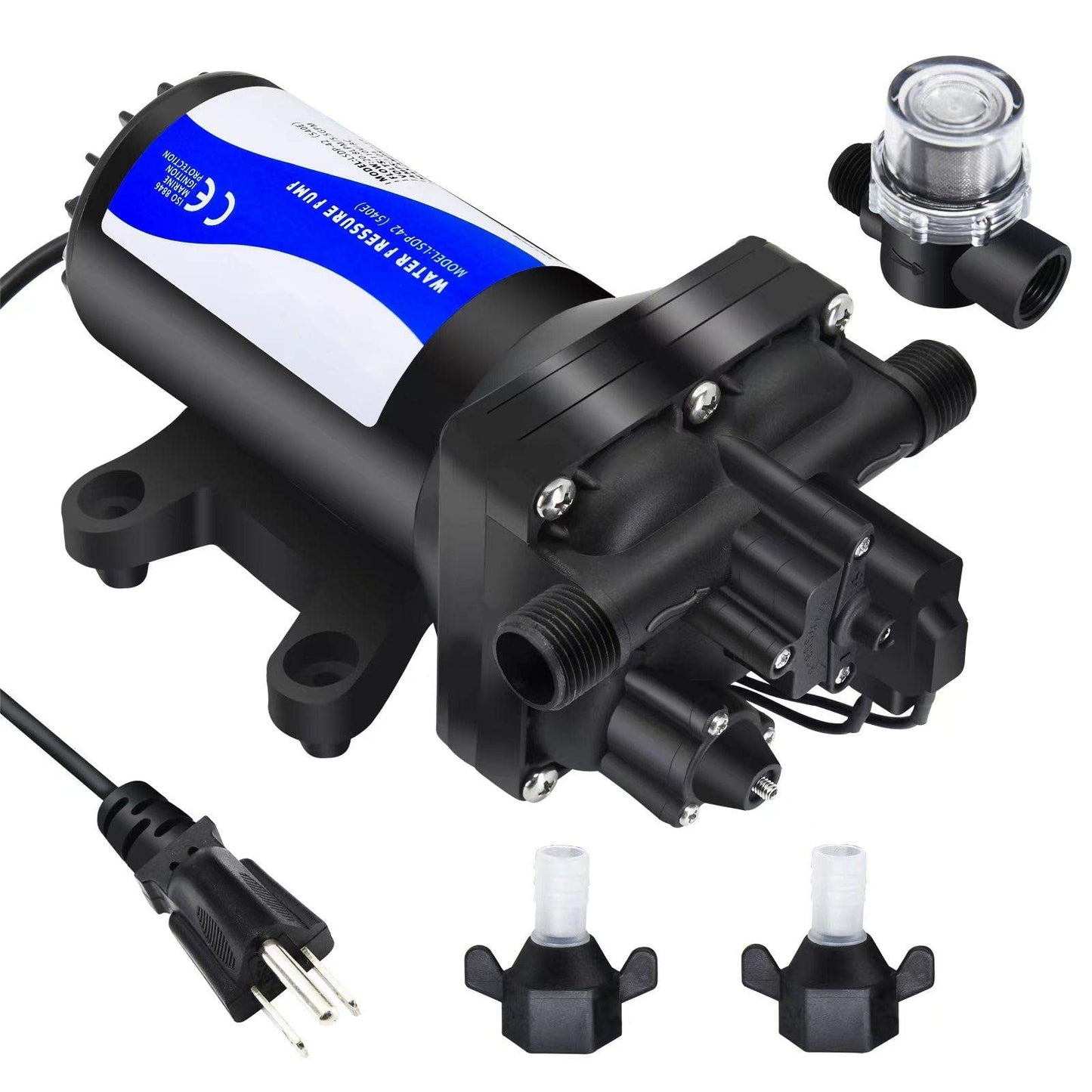 TDR Venus 110V AC Water Pressure Booster Pump, 5.5 GPM 75 PSI Diaphragm Transfer Pump with Automatic Pressure Switch, Quiet Self-Priming Pump for RV, Home, Garden Hose & Irrigation
