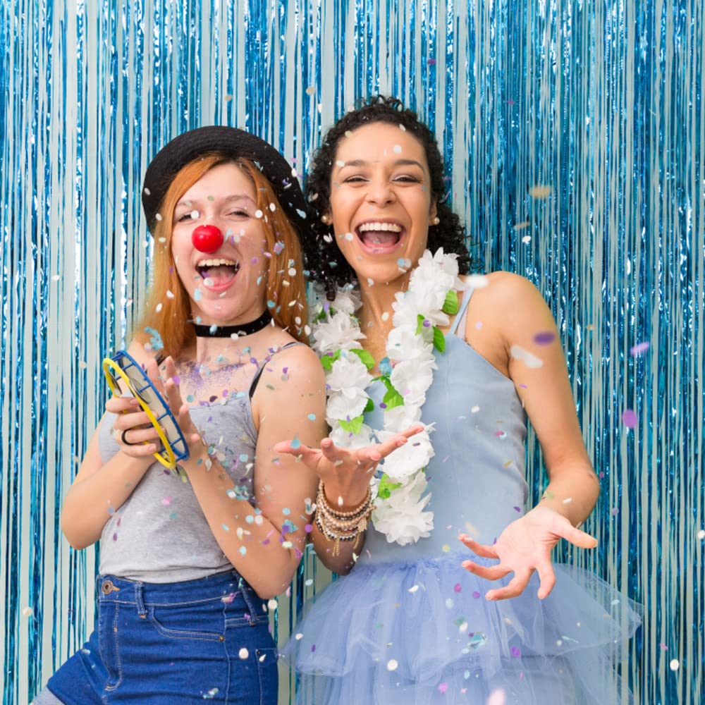 2 Pack Party Decorations Blue Streamers Fringe Backdrop Ocean Themed Decorations Foil Curtain Backdrop Blue Birthday Baby Shower Bachelorette Christmas Party Decor Supplies