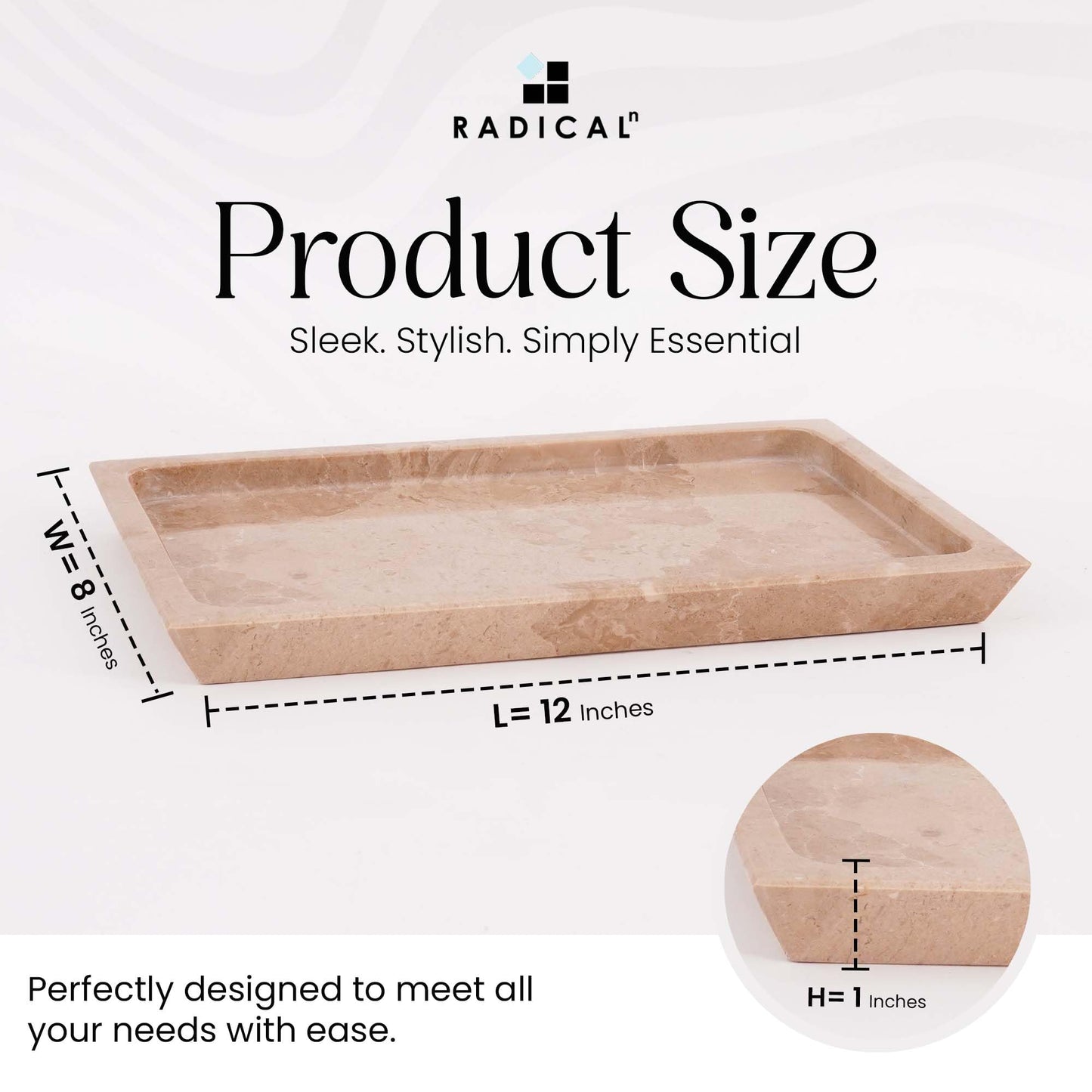 Radicaln Marble Serving Tray 12" Inches Verona Handmade Rectangle Tray for Party Supplies Modern Serving Bowl & Food Trays for Party, Cafeteria Trays for Serving Food