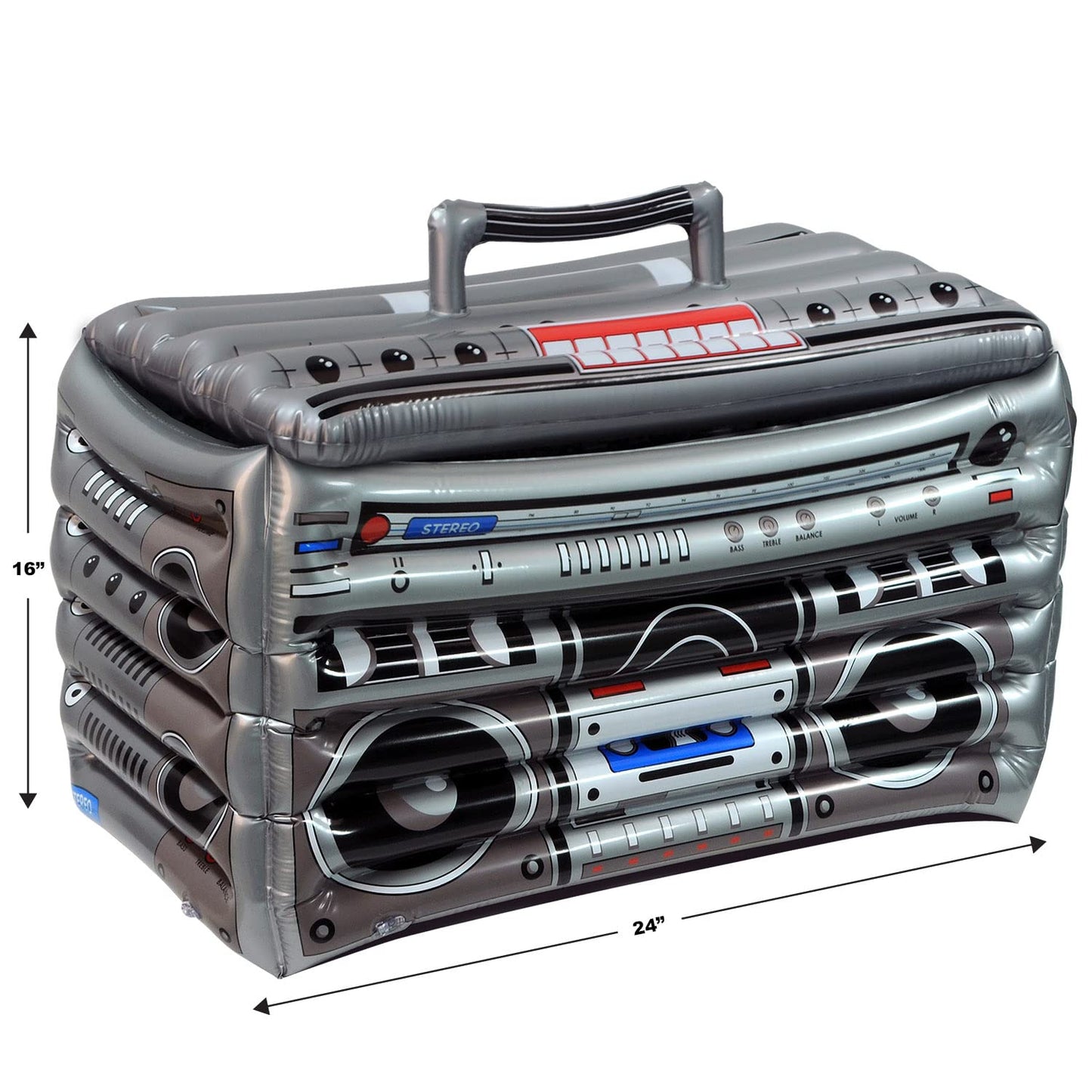 Beistle Inflatable Boom Box Cooler, 16" x 24", Holds Approx. 48 12 oz. Cans " 80's Party Decorations, Inflatable Cooler for Parties, Drink Containers, Beverage Cooler, Music Themed Decorations
