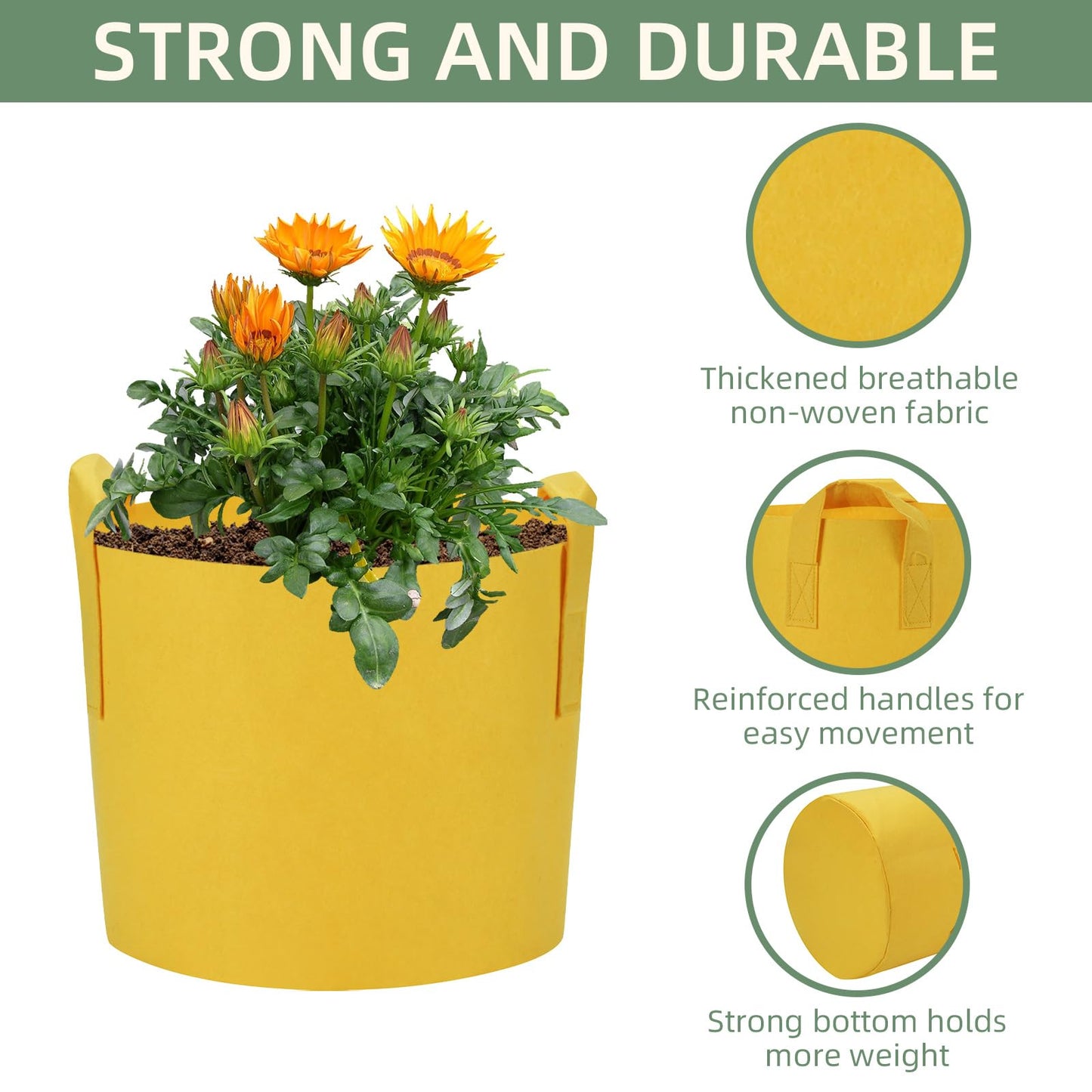 LITLANDSTAR 7-Pack 15 Gallon Colorful Grow Bags, Thickened Nonwoven Plant Fabric Pots with Handles, Heavy Duty Garden Planting Bag for Vegetable, Herbs & Flowers, Come with 4 Colors