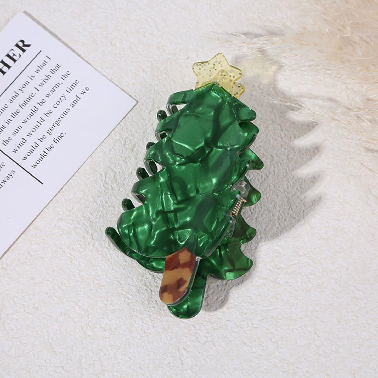 Christmas Tree Hair Clips Christmas Hair Claw Clips Cute Pine Tree Jaw Barrettes Xmas Hair Accessories Funny Strong Hold Grip Green Claw Clip Xmas Holiday New Year Hair Decoration for Women