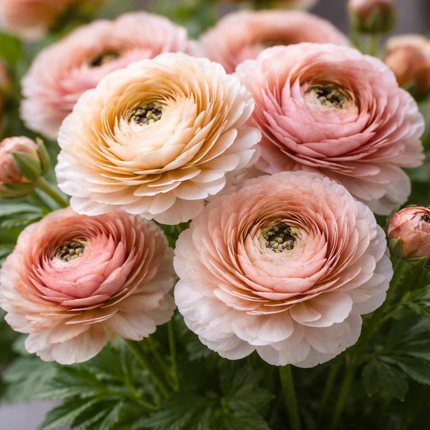 Café Ranunculus Corms for Planting – Romantic Blush & Champagne Double Blooms – Spring Flowering Buttercup Bulbs – Cut Flower Garden Favorite (40 Corms)