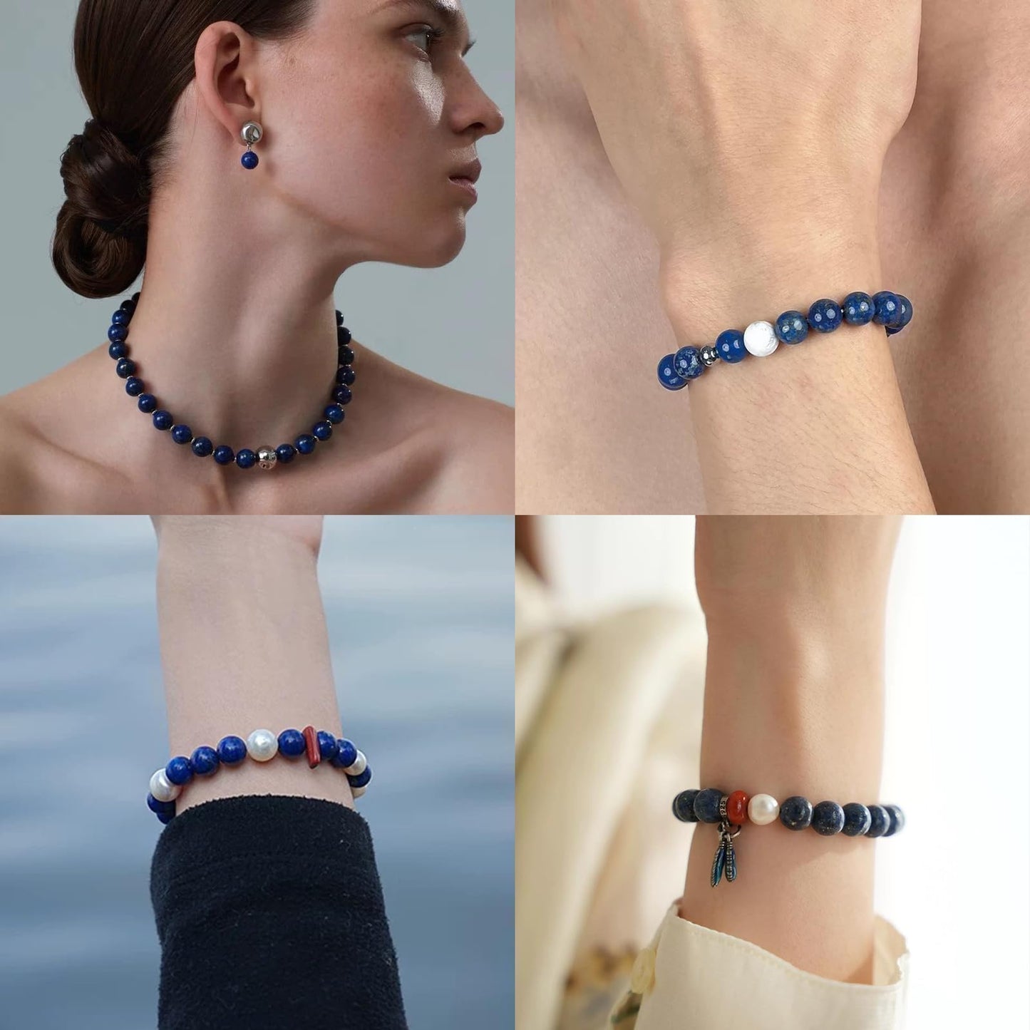 Yochus 45pcs Lapis Lazuli Beads，8mm Healing Power Natural Stone Round Loose Beads for Jewelry Making Earring Necklace DIY Crafts