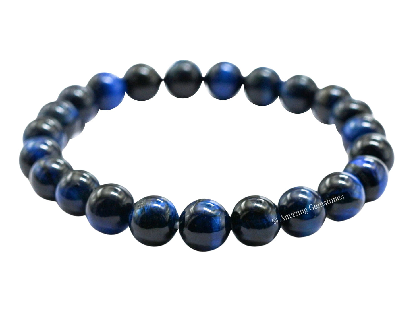 Amazing Gemstone Crystal Bracelet for Women Men's Gifts - Protection Healing Crystal Bracelet - 8mm Gemstone Beaded Stretchable Bracelet Pulseras Para Hombres Mujer Stocking Stuffers Mothers Day Gift (Blue Cat's Eye)