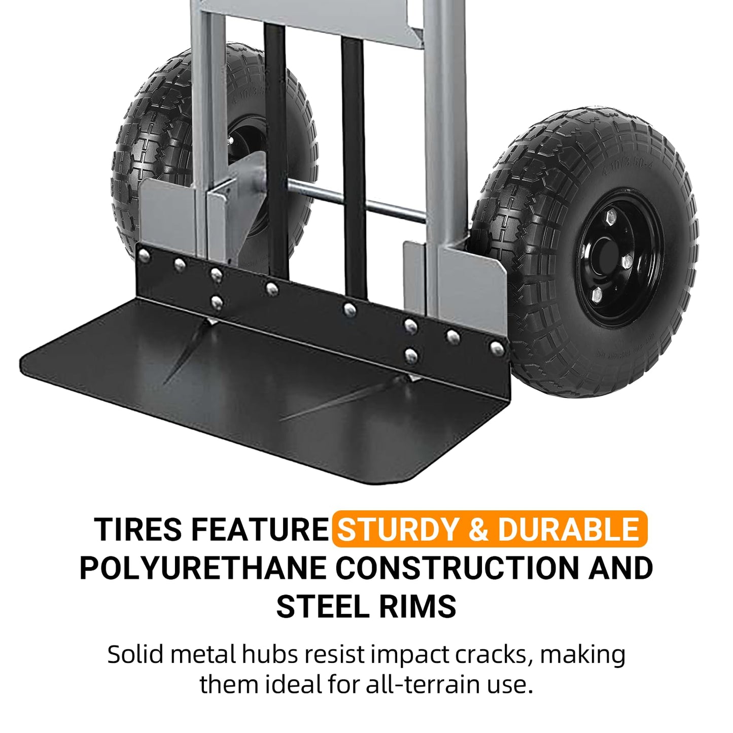 AR-PRO (2-Pack) 10-Inch Solid Tires Wheels, 4.10/3.50-4 Flat-Free Tire Replacement with 5/8" Bearings & 2.2" Offset Hub, Fits Hand Trucks, Wheelbarrows, Garden & Utility Carts
