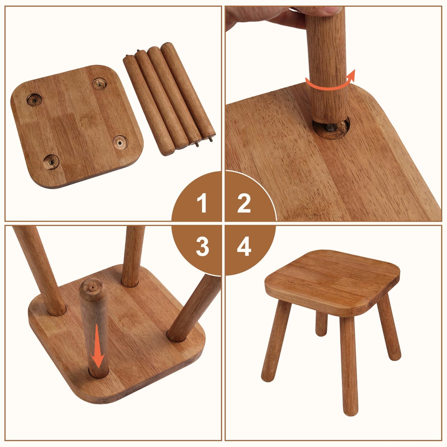 zaowofires Solid Wood Step Stool，Wooden Plant Stool, Wood Plant Stand, Round Footstool, Removable Portable, Small Short Shoe Changing Stool (Walnut, 9.3inch)