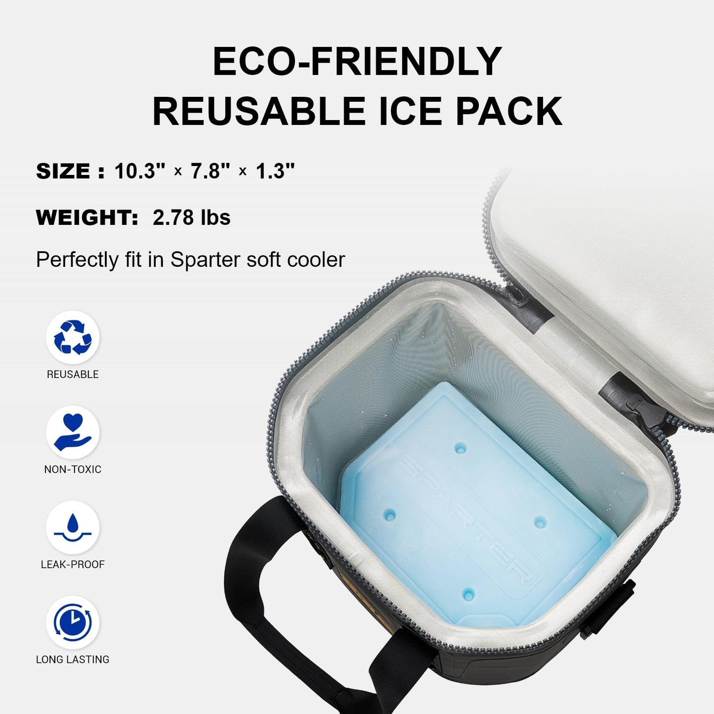 SPARTER Portable Soft Cooler 12 Cans, IP68 Tizip Leak-Proof Zipper for Camping, Fishing, Beach, Outdoors Insulated Ice Chest with Reusable Ice Pack- Black