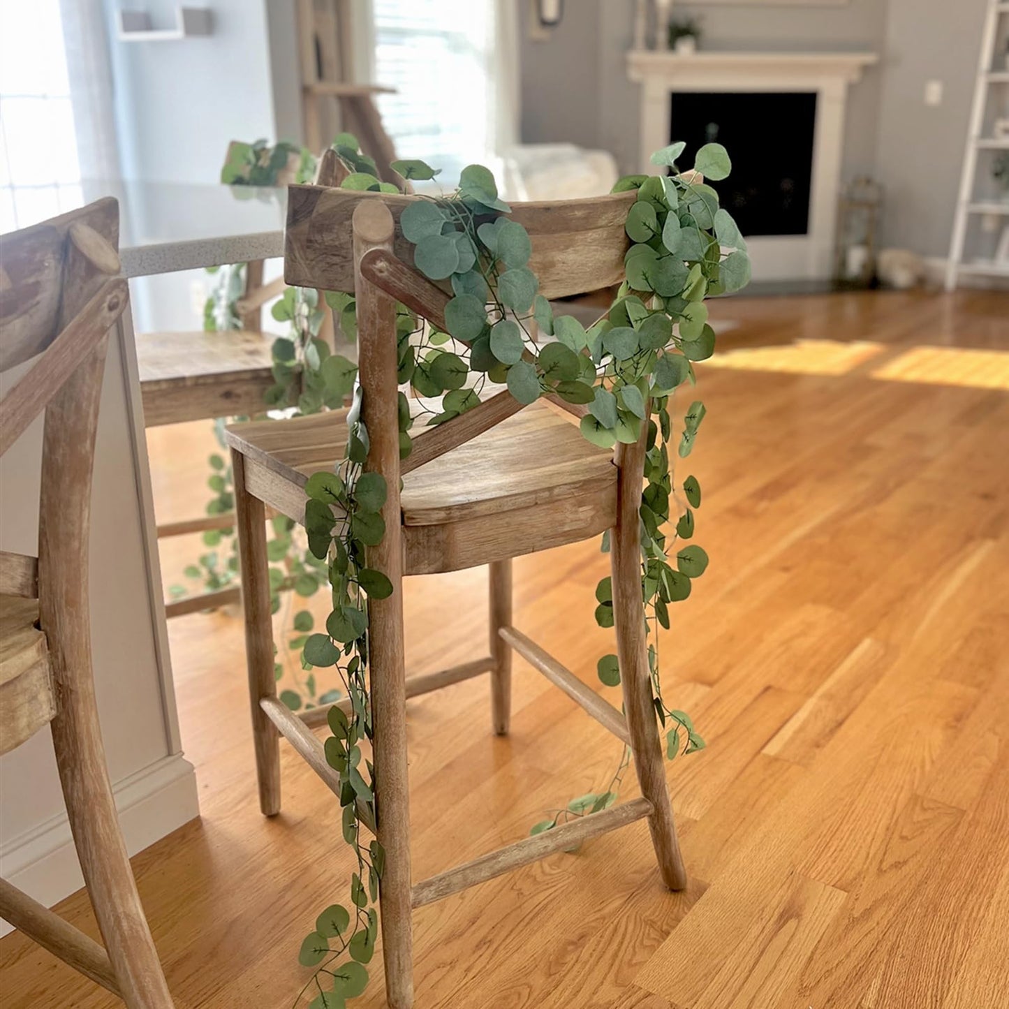 CQURE 12 Pack 84Ft Eucalyptus Garland,Artificial Eucalyptus Leaves Table Greenery Garland Wreath Vines for Wedding Party Table Fireplace Bedroom Wall Room Decor