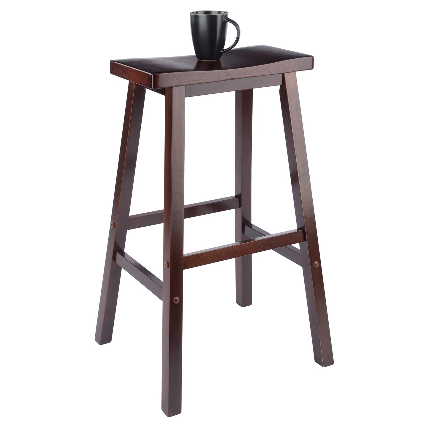 Winsome Satori Saddle Seat Counter Stool, 29" in Black, Classic Backless Bar Chairs for Kitchen & Dining Room Seating, Timeless Essential Furniture for Home, Dorm, Apartments