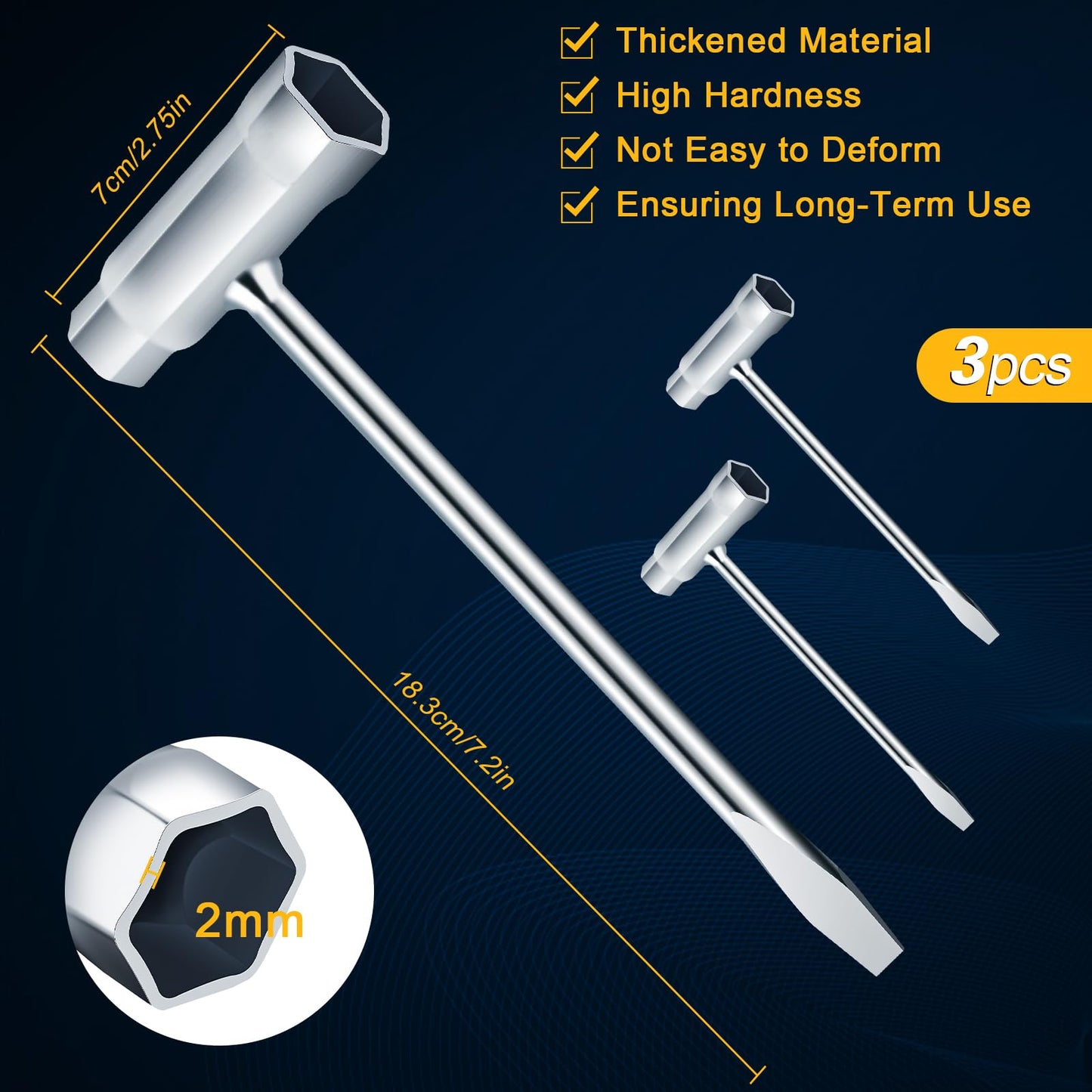 MetVot 3 Pack Chainsaw Wrench 13 by 19 mm 1/2x3/4 Chainsaw Tool Chainsaw Scrench Replacement Combination Screwdriver and Wrench T Wrench Spanner Tool (3)