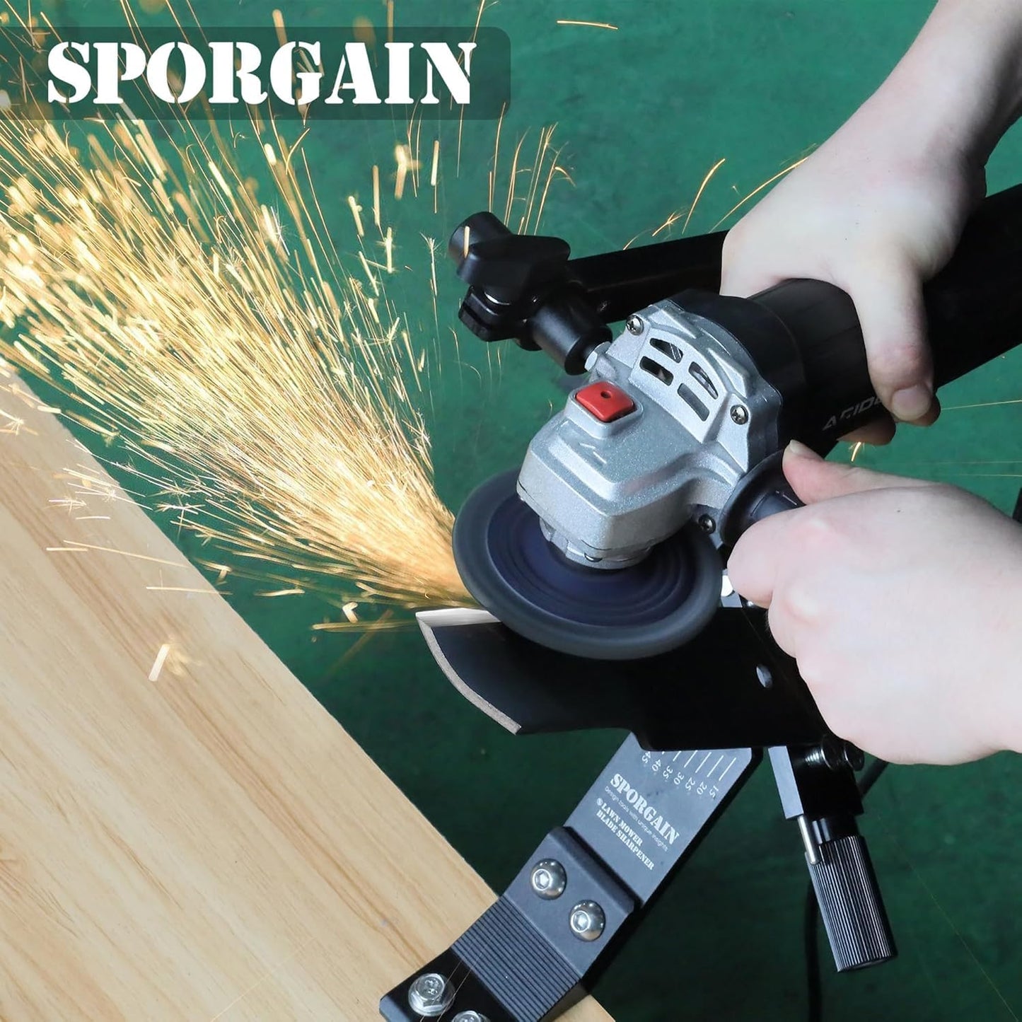 SporGain Lawn Mower Blade Sharpener & Lawn Mower Blade Balancer, 15°-45° Adjustable Mower Blade Sharpener and High Precision Magnetic Mower Blade Balancer for Many Types of Mower Blade, Black