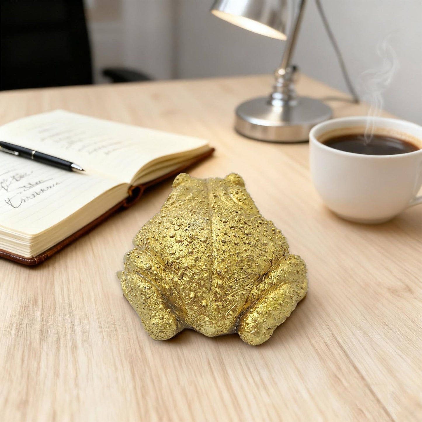 KISWIAR Gold Resin Frog Toad Sculpture, Resin Toad Figurine Wall Hanging Decor, Feng Shui Decoration for Office, Desktop and Garden (Toad)