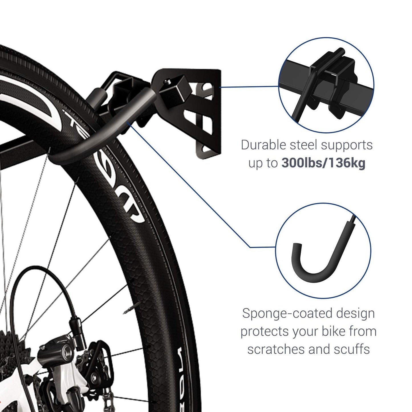FLEXIMOUNTS 6 Bike Storage Rack, Heavy Duty Wall Mount Hanger for Home & Garage, Holds Up to 300lbs