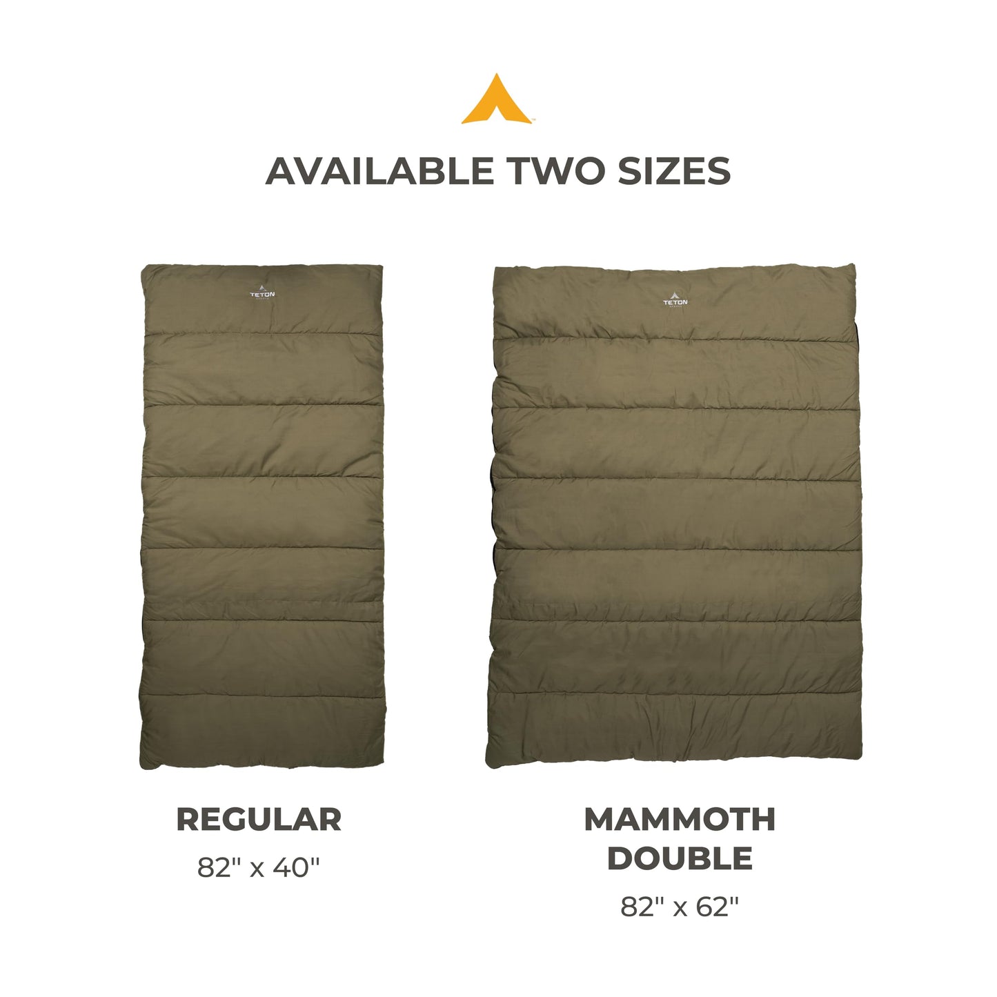 Teton Evergreen Sleeping Bag for Adults – Warm & Cozy All-Season Camping Sleeping Bag with Spacious Fit for Cold Weather or Mild Nights, 0F, Olive & Olive