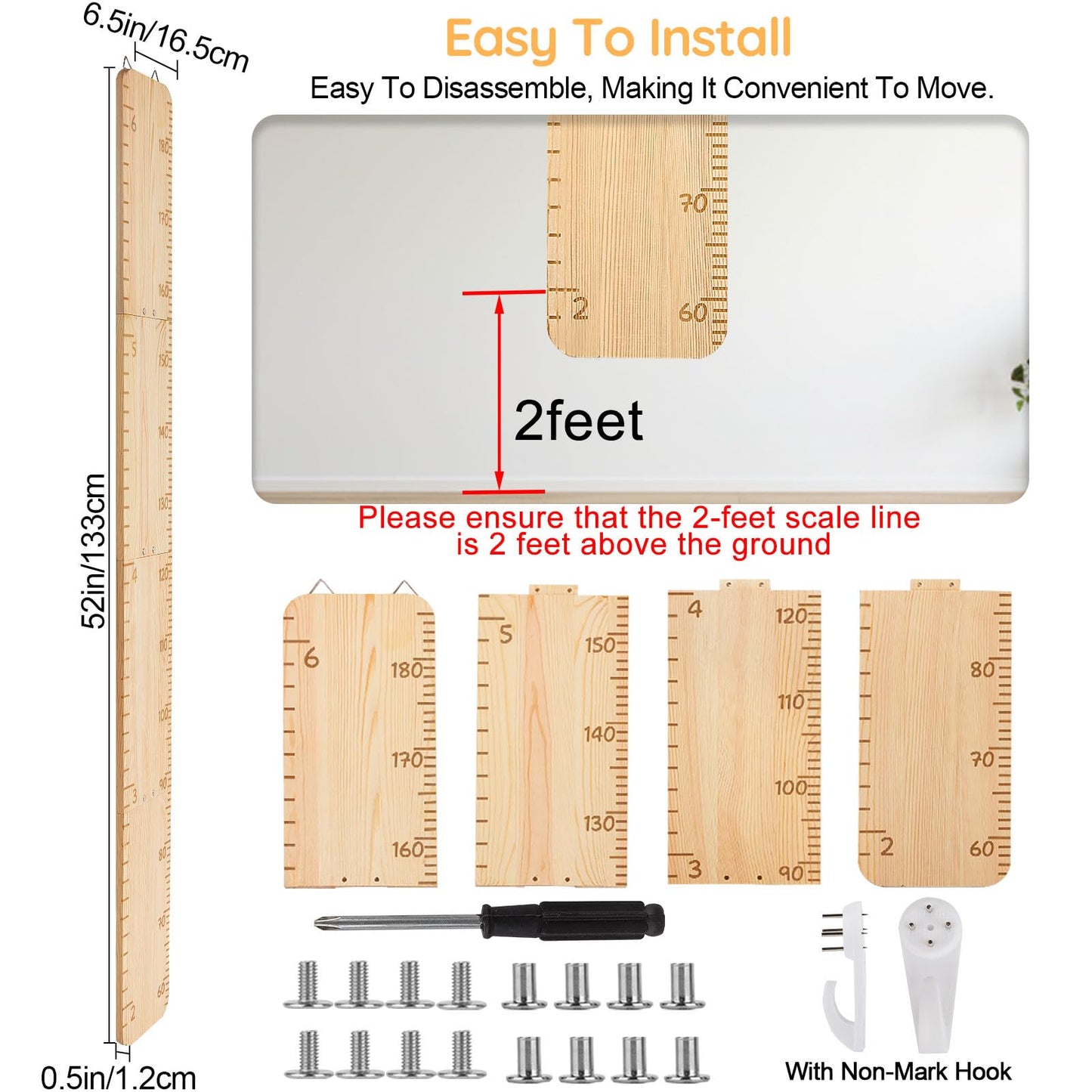 Growth Chart for Wall Wooden Height Chart for Kids Unicorn Castle Height Measurement for Wall Kids Height Wall Chart Kids Room Nursery Wall Decor