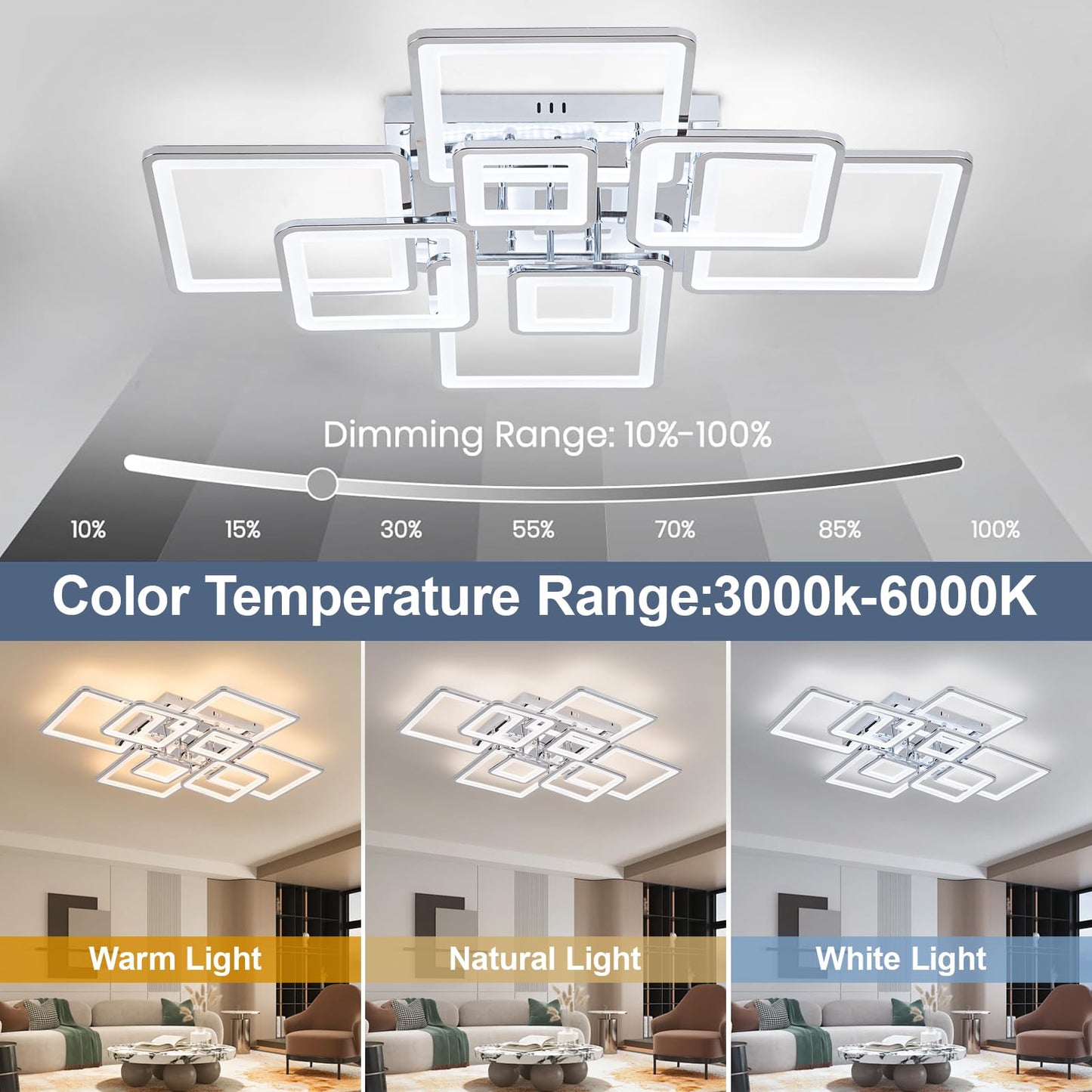 Vloitgol Modern Ceiling Light Fixtures Dimmable Flush Mount Modern Led Ceiling Light with Remote Control, Acrylic Ceiling Lighting Fixture for Living Room Dining Room Kitchen Ceiling Lamp