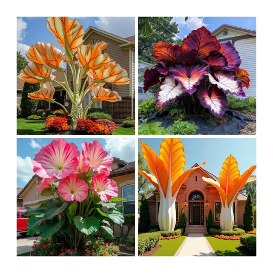 JYGXCT Elephant Ear Bulbs, Tropical Plant Tubers for Outdoor Garden Planting-4 BULBS-H