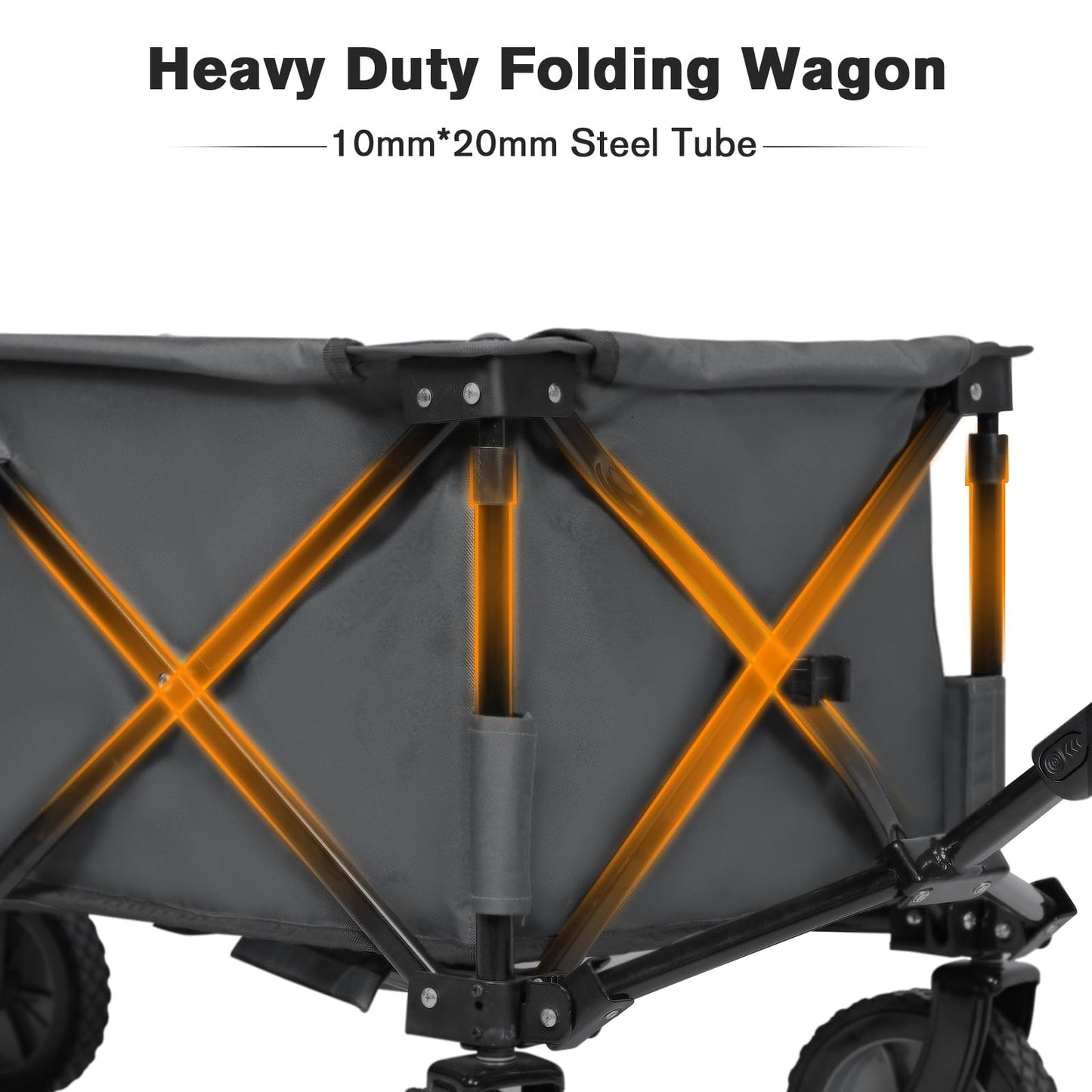 Timber Ridge Collapsible Outdoor Folding Wagon Cart Heavy Duty Camping Patio Shopping Garden Cart with Side Bag Cup Holder, Grey