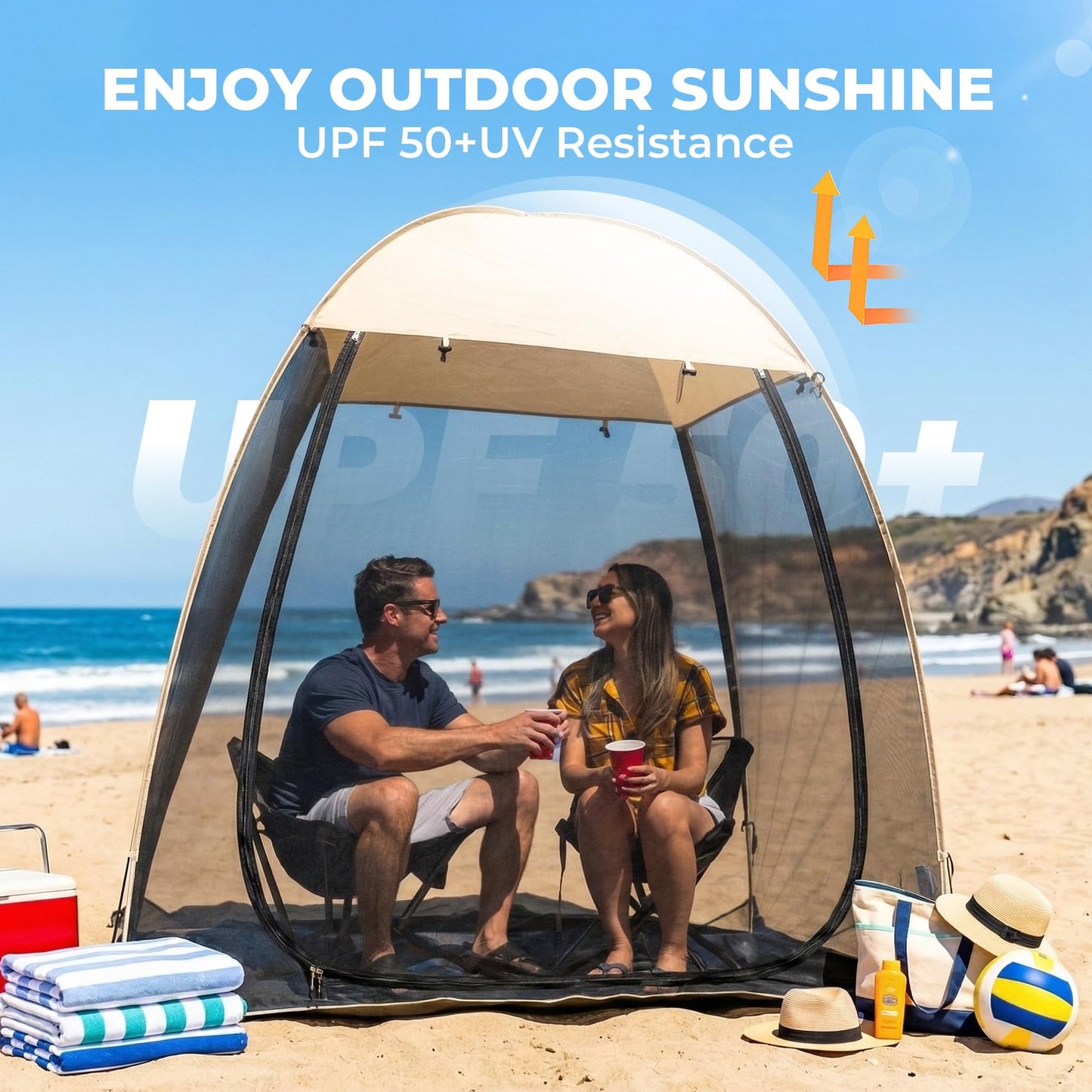 Alvantor® Pop Up Screen House Tent, 7'x4' Instant Camping Screen Room, Screen Gazebo Canopy for Patios/Deck/Backyard, Portable Mesh Tent with Shade Cloths, Easy Set Up, 2-3 Person