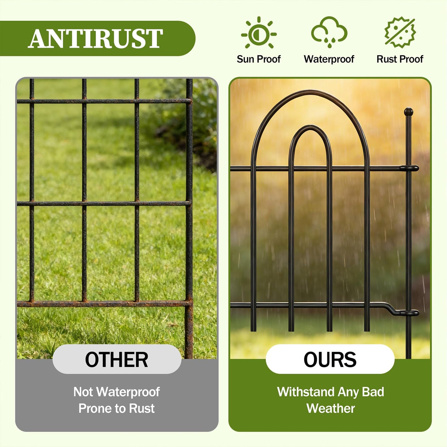 45ft x 13in Garden Fence Animal Barrier, 32 Panels Decorative Garden Fence Border, No Dig Garden Fence Panels, 1.8in Gap Rustproof Metal Stakes, Ground Defense Border Fence for Outdoor, Yard, Patio