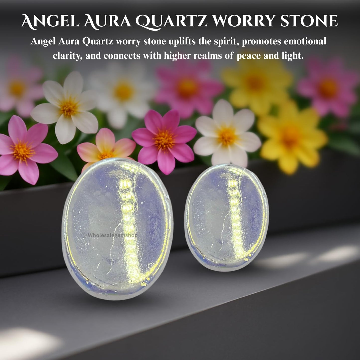 Angel Aura Quartz Thumb Worry Stones Metaphysical Gemstone Crystal Healing Reiki Men Women Gift FENG Shui Positive Energy Love Wellness Palm Stones Wicca Powerful