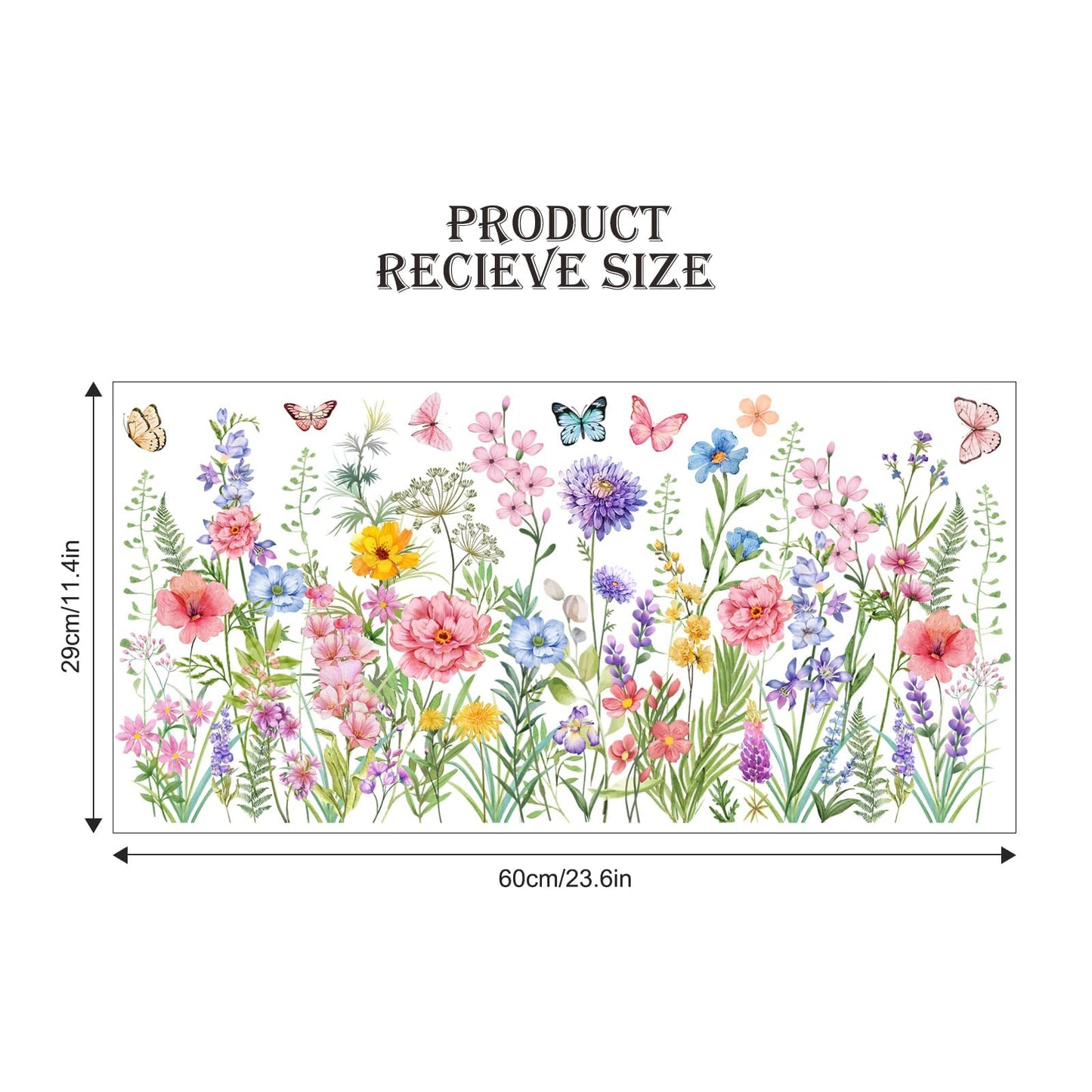 Supzone Colorful Wildflower Static Window Clings Double Sided Spring Summer Flower Butterflies Window Decals Anti-Collision Glass Door Mirror Decals