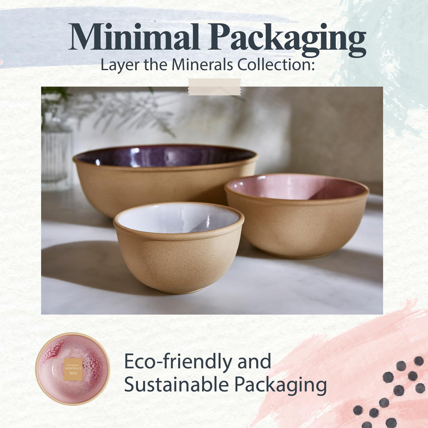 Portmeirion Minerals 4.5-Inch Small Bowl, Rose Quartz - Stoneware Made from Recycled Clay, Handmade in Portugal, Reactive Glaze for a Unique Look, Microwave & Dishwasher Safe - Decorative Modern Bowl