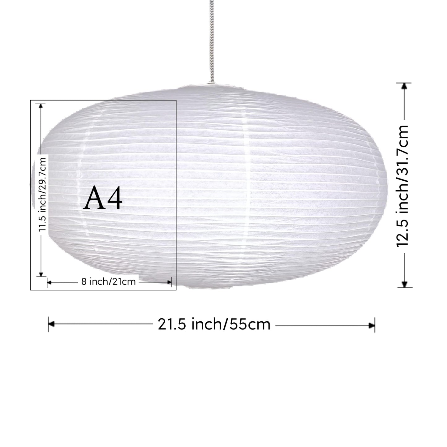 Henjjras large White Oblate Pendant Lamp Shade 55.5cm(21.85in) Chinses lantern Home Decor Paper Ceiling Lampshade