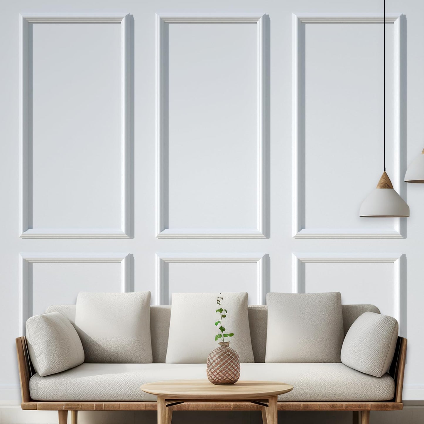 NeatiEase Peel and Stick Wall Molding Kit 6-Frame Premade, Ready-to-Assemble Wall Moulding Panel Frame, Self Adhesive Wainscoting Panels, Accent Molding Trim for Interior Walls Home Decor (Style 1)