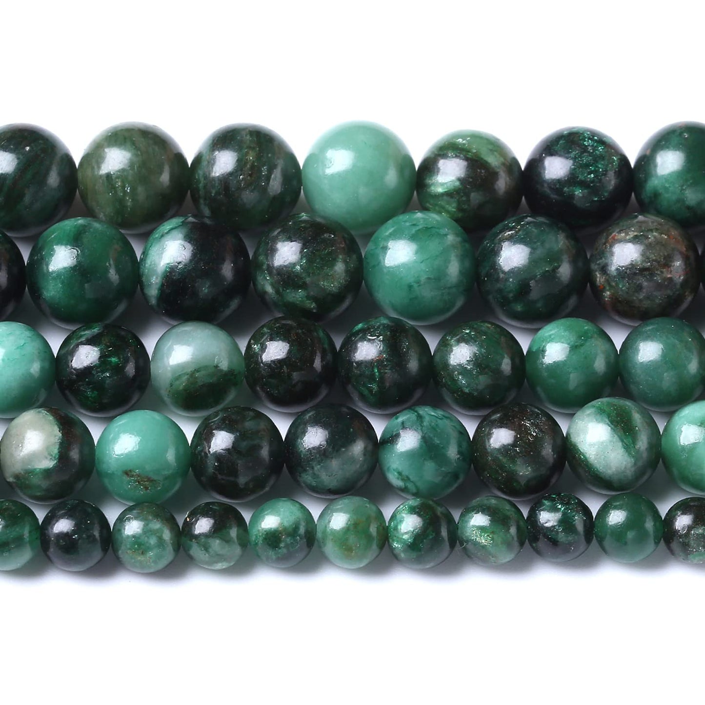 8mm 45pcs Natural Green Emerald Mica Crystal Gemstone Beads for Jewelry Making DIY Bracelet