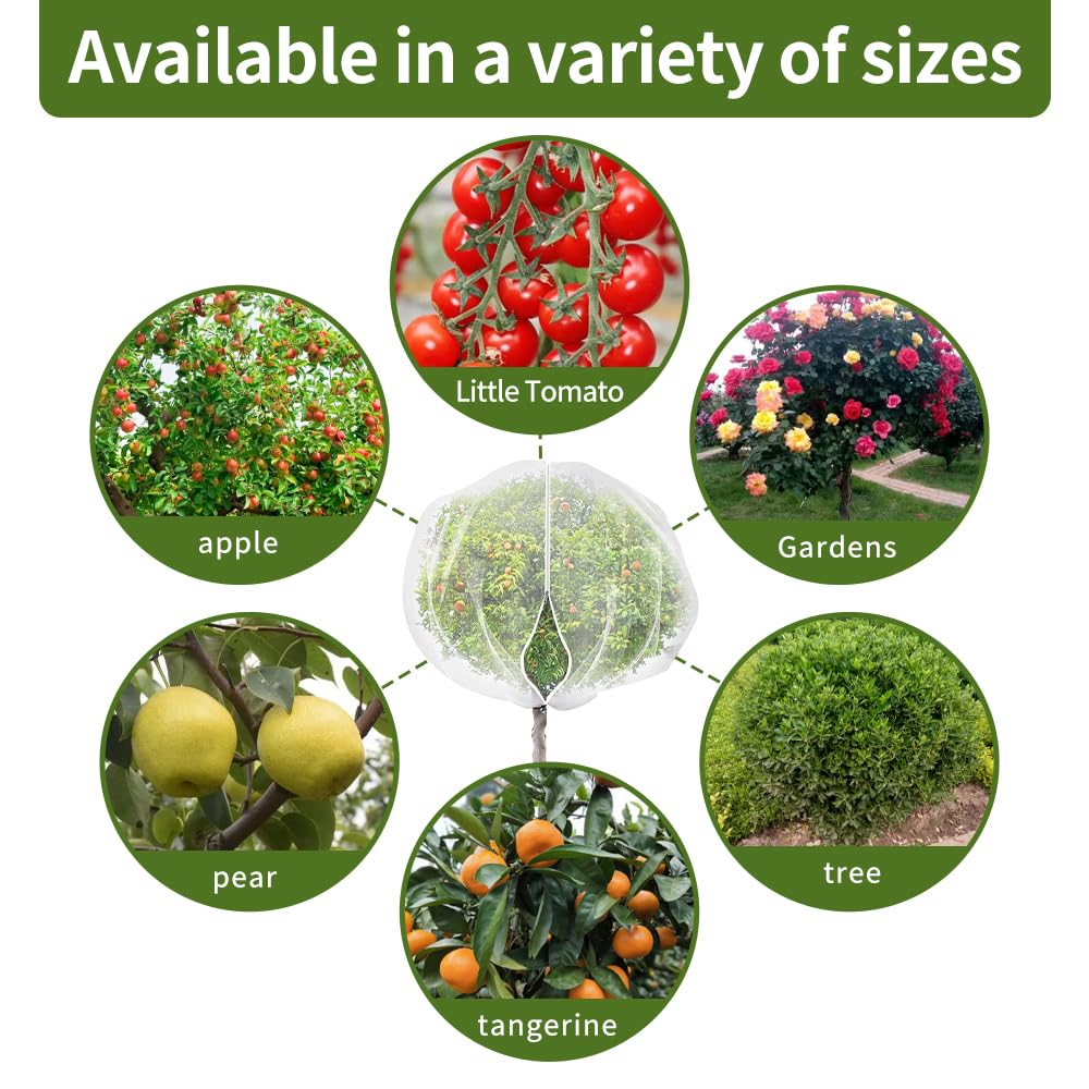 1 Pack Extra-Large Fruit Tree Netting Covers for Birds and Squirrels(15X15ft) –Bird Nets for Fruit Trees with Zipper and Drawstring, Extra Large Durable Mesh Garden Netting to Protect Fruit Trees
