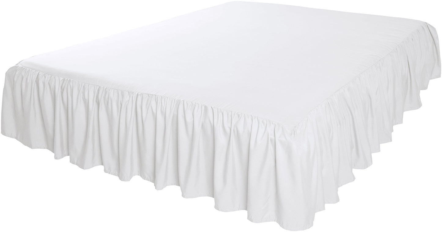 Amazon Basics Lightweight Ruffled Bed Skirt, Classic Style, Soft and Stylish 100% Microfiber with 16" Drop, Wrinkle Resistant, Machine Washable, Queen, Bright White, Solid