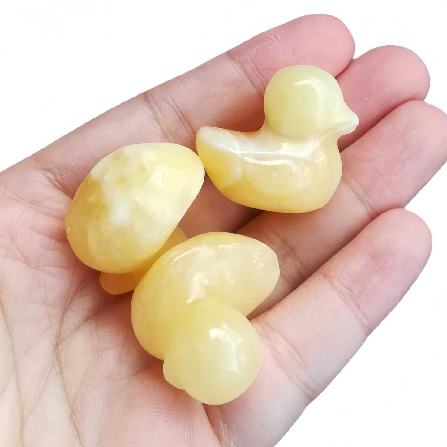 Bacatgem Natural Yellow Jade Crystal Duck Carving Positive Energy Home Decoration Desk Decor,1.18 Inchs Crystal and Healing Stone Ornament